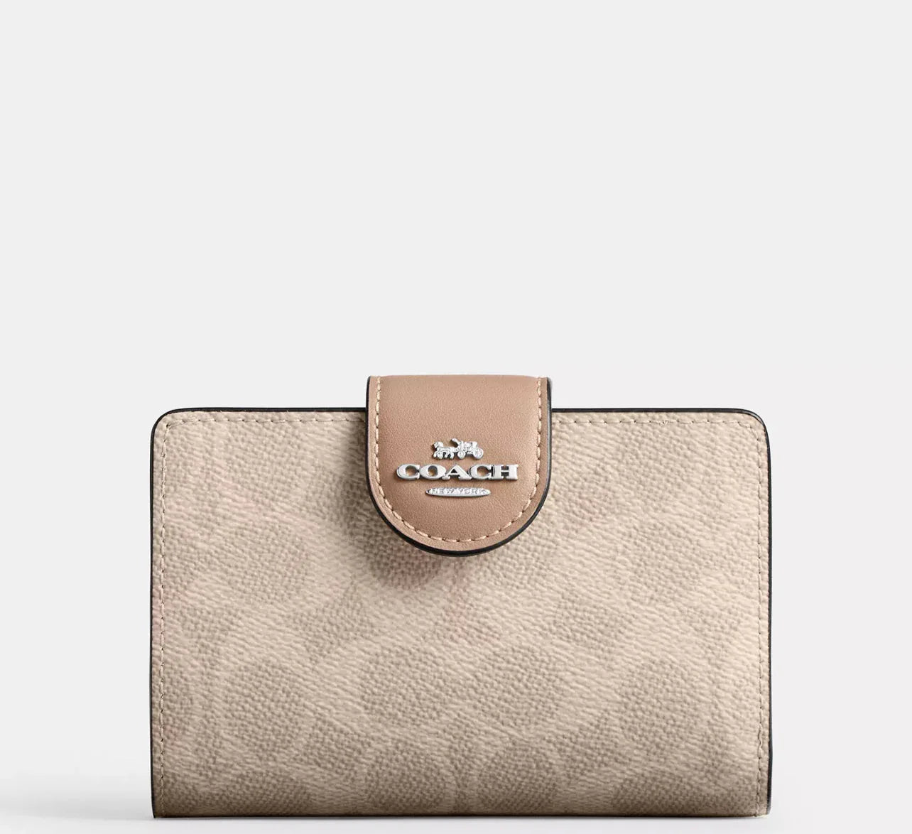 Coach Medium Corner Zip Wallet In Signature - Silver - My Suti