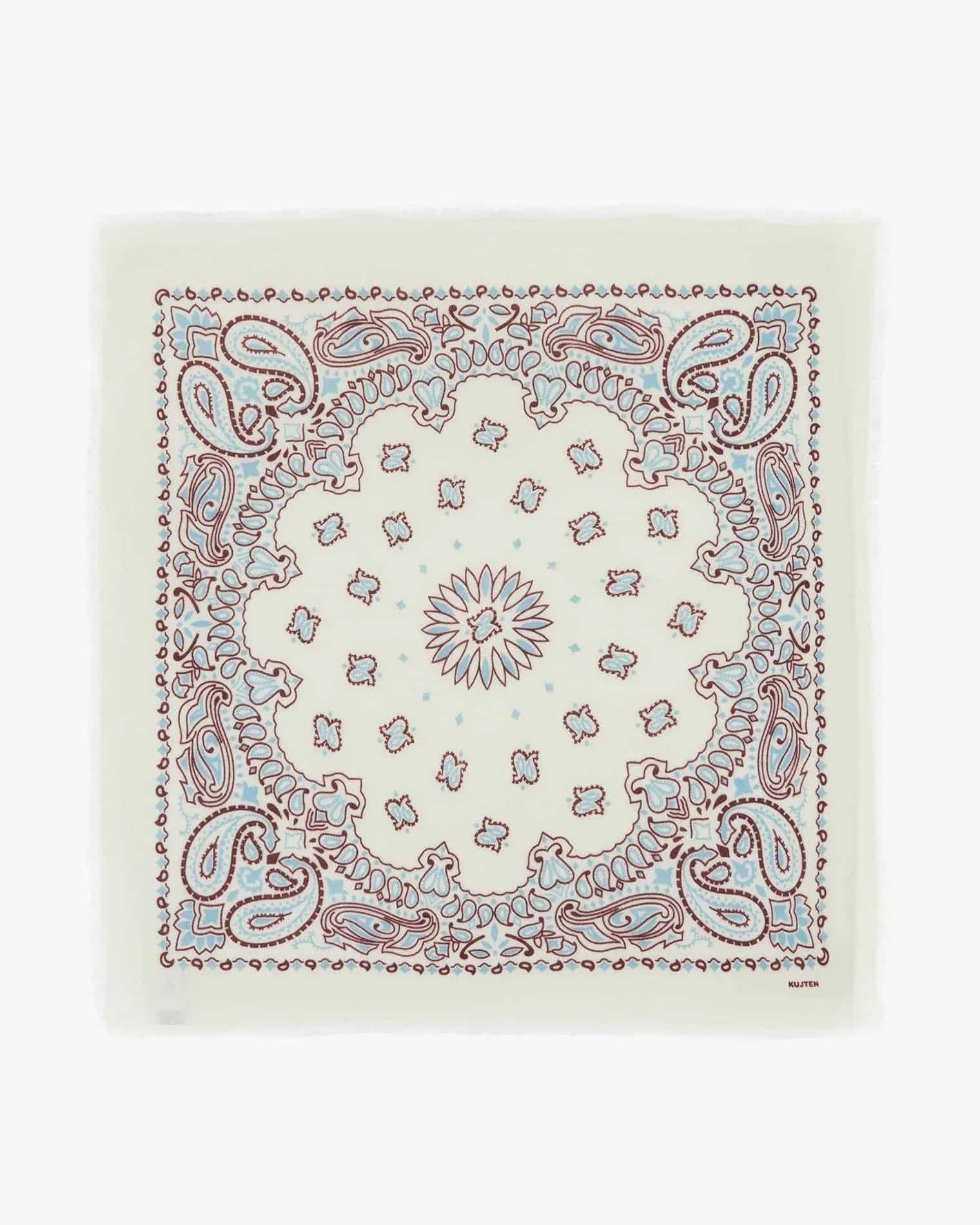 KUJTEN Large Bandana Hachiko Bico White, Burgundy Sienna - Bandana - My Suti