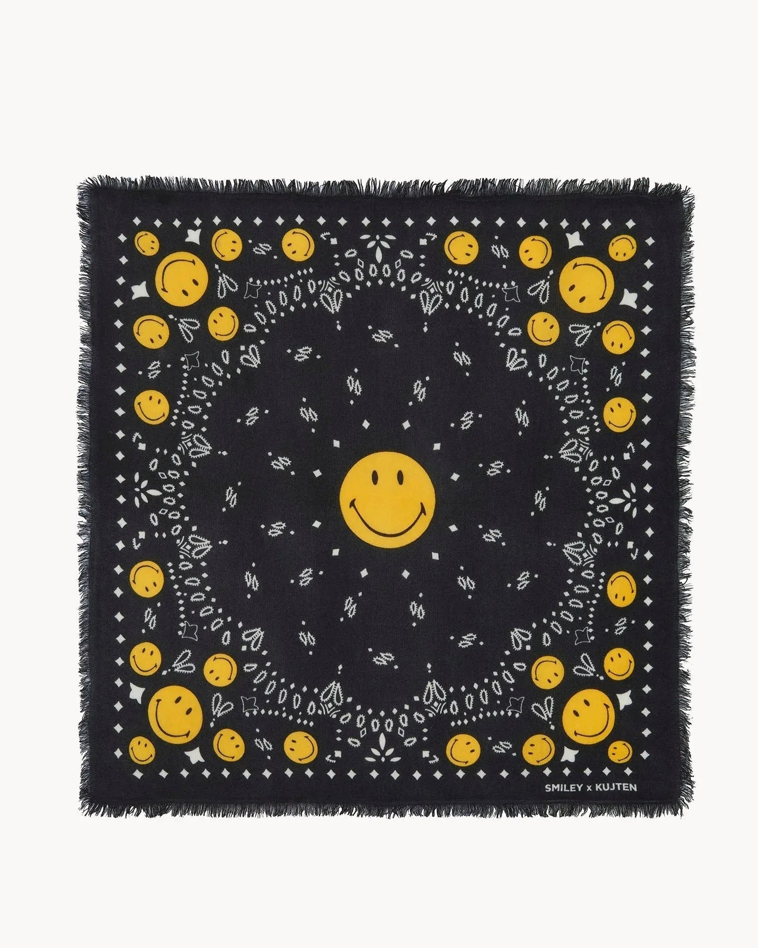 KUJTEN Large Bandana Hachiko Smiley Black - Bandana - My Suti