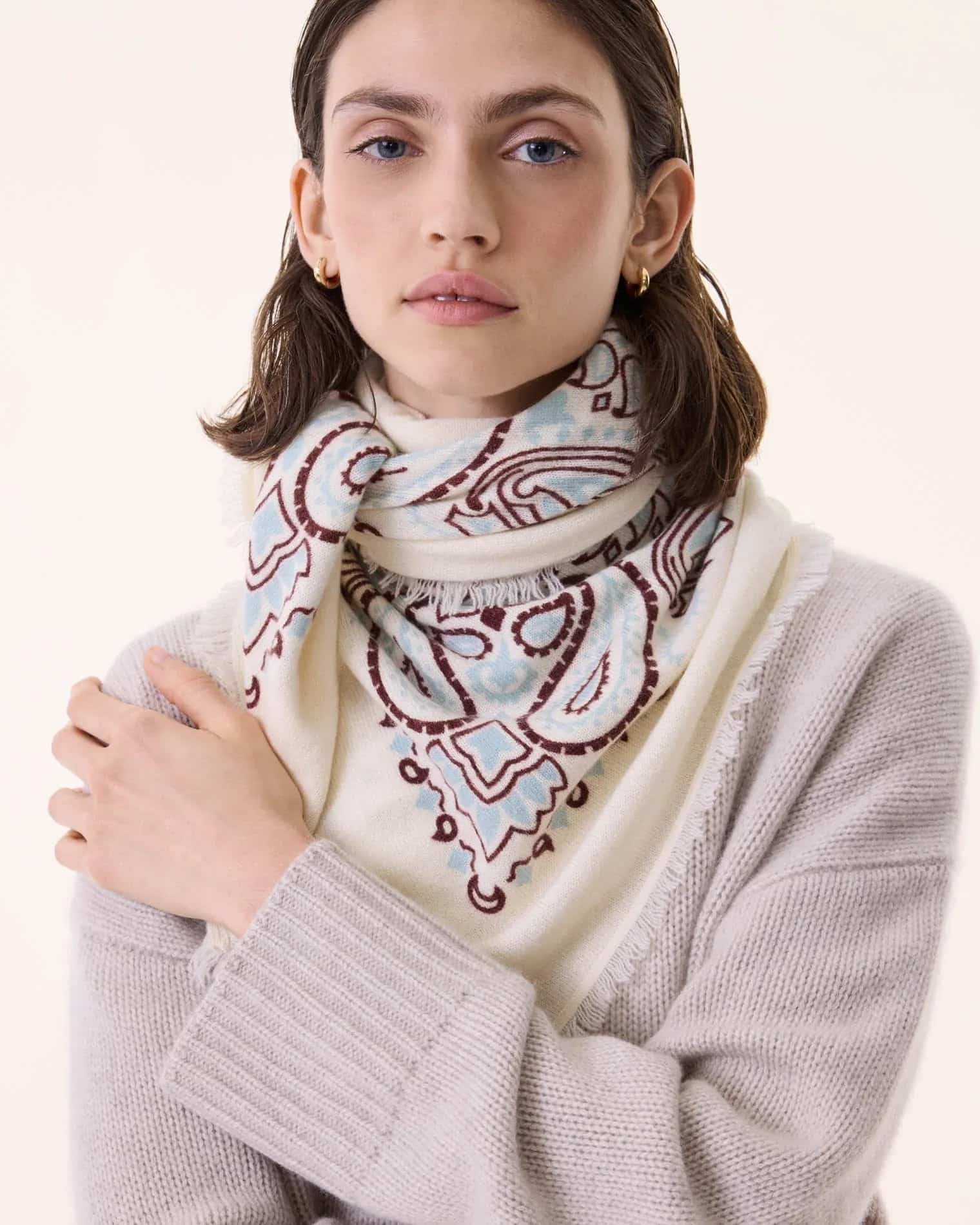 KUJTEN Large Bandana Hachiko Bico White, Burgundy Sienna - Bandana - My Suti