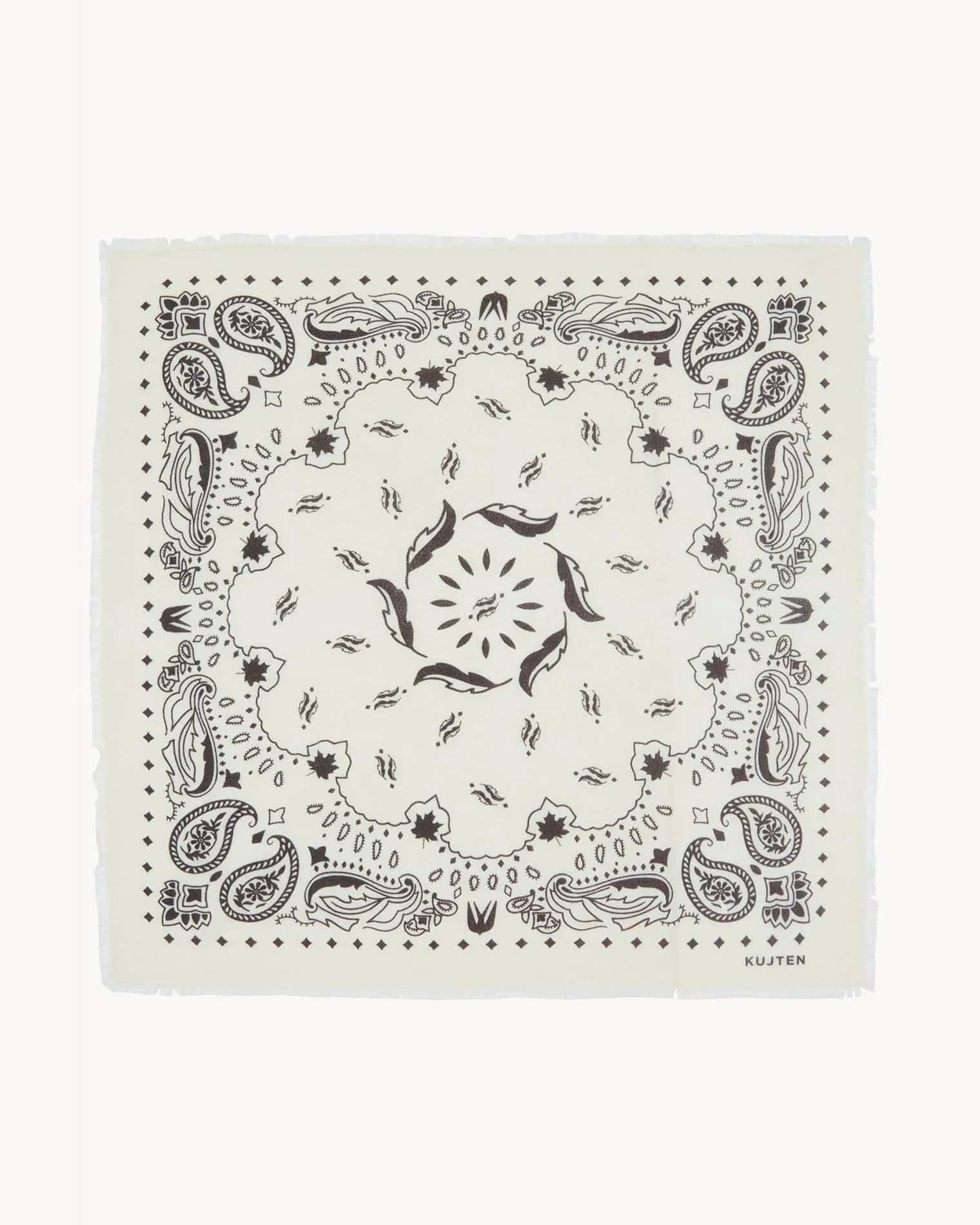 KUJTEN Large Bandana Hachiko Feather White Brown - Bandana - My Suti