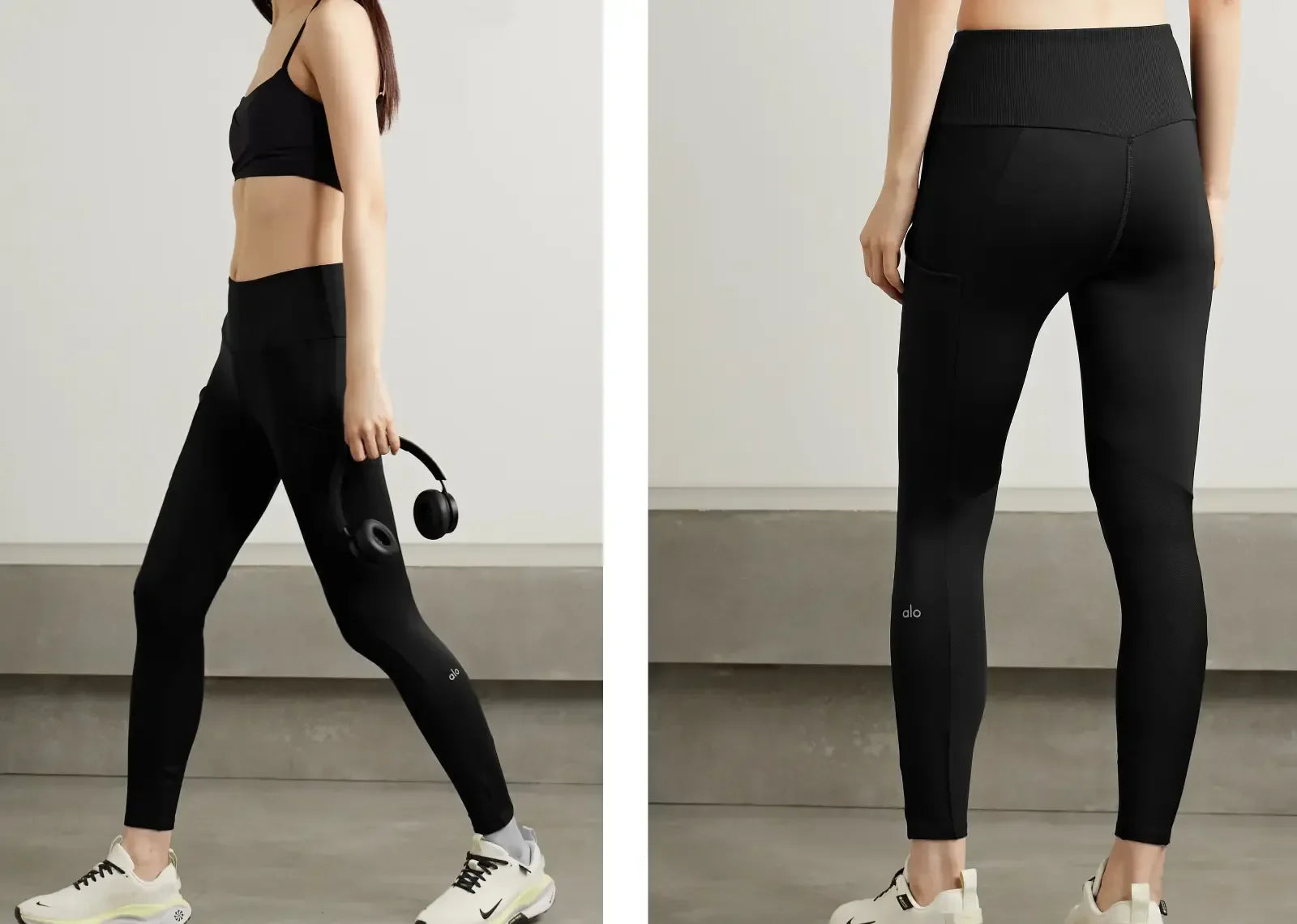 Alo Yoga Airlift Ribbed Stretch 7/8 Leggings Black - My Suti