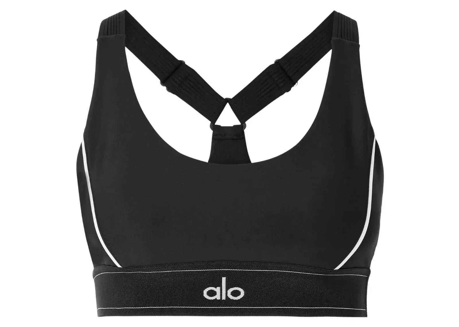 Alo Yoga Airlift Suit Up Sports Bra Black White - My Suti