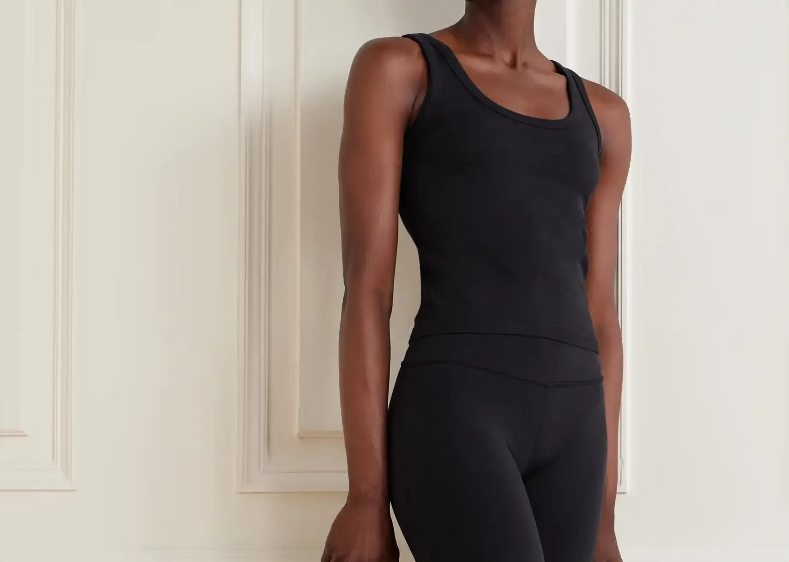 Alo Yoga Seamless Cotton-Blend Tank Top Black - My Suti