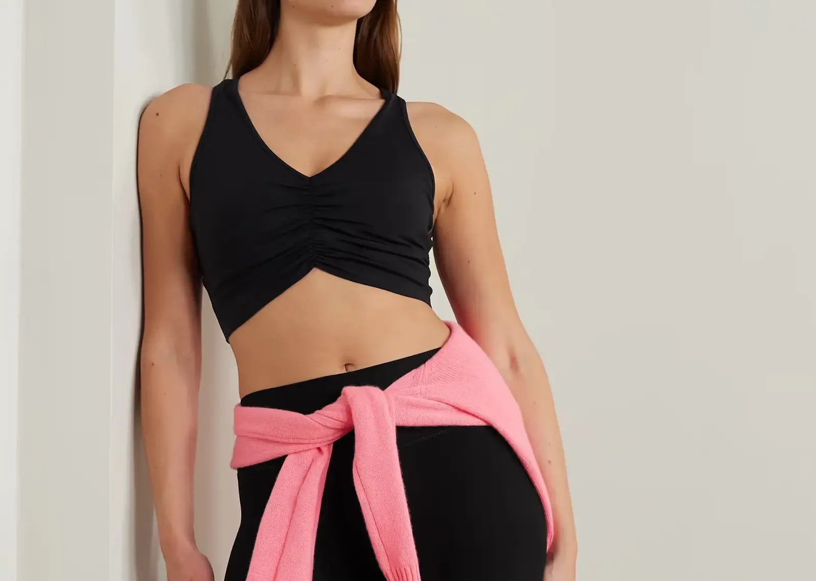 Alo Yoga Wild Thing Ruched Airbrush Sports Bra Black - My Suti