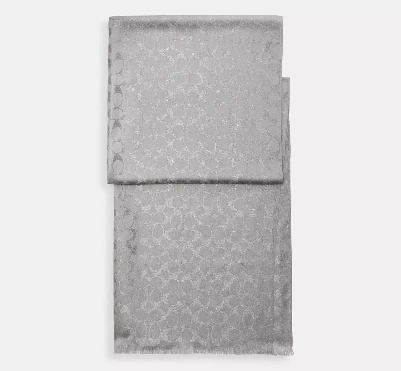 Coach Signature Metallic Oblong Scarf Gümüş - My Suti