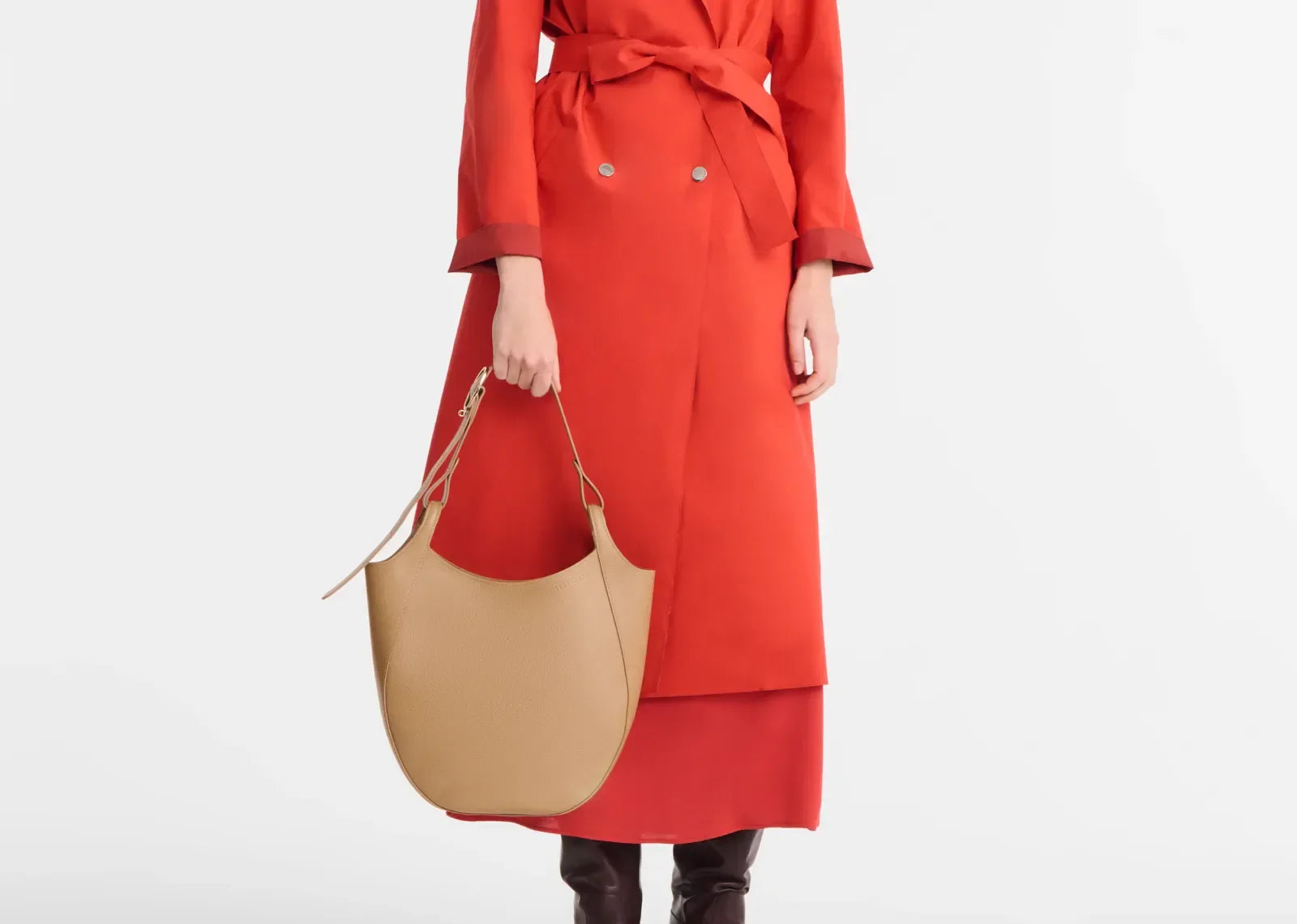 Longchamp Le Foulonné Lare Hobo Bag Biscuit - My Suti