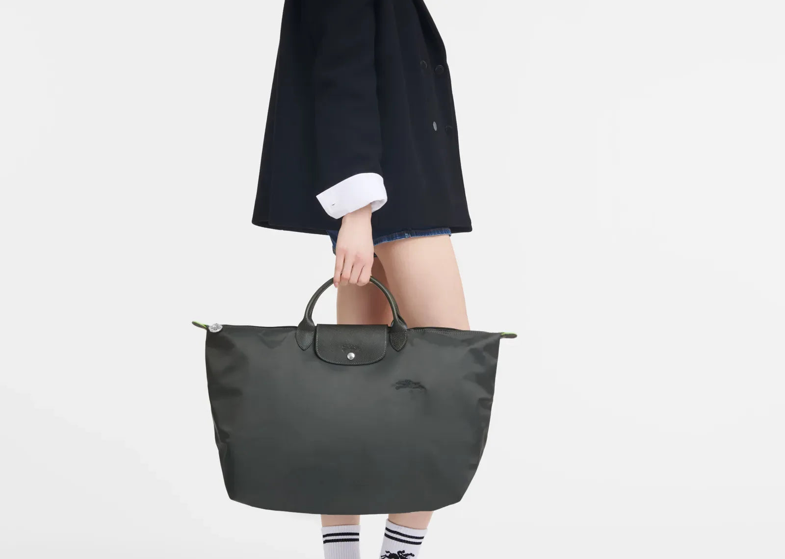 Longchamp Le Pliage Green L Travel Bag Graphite - My Suti
