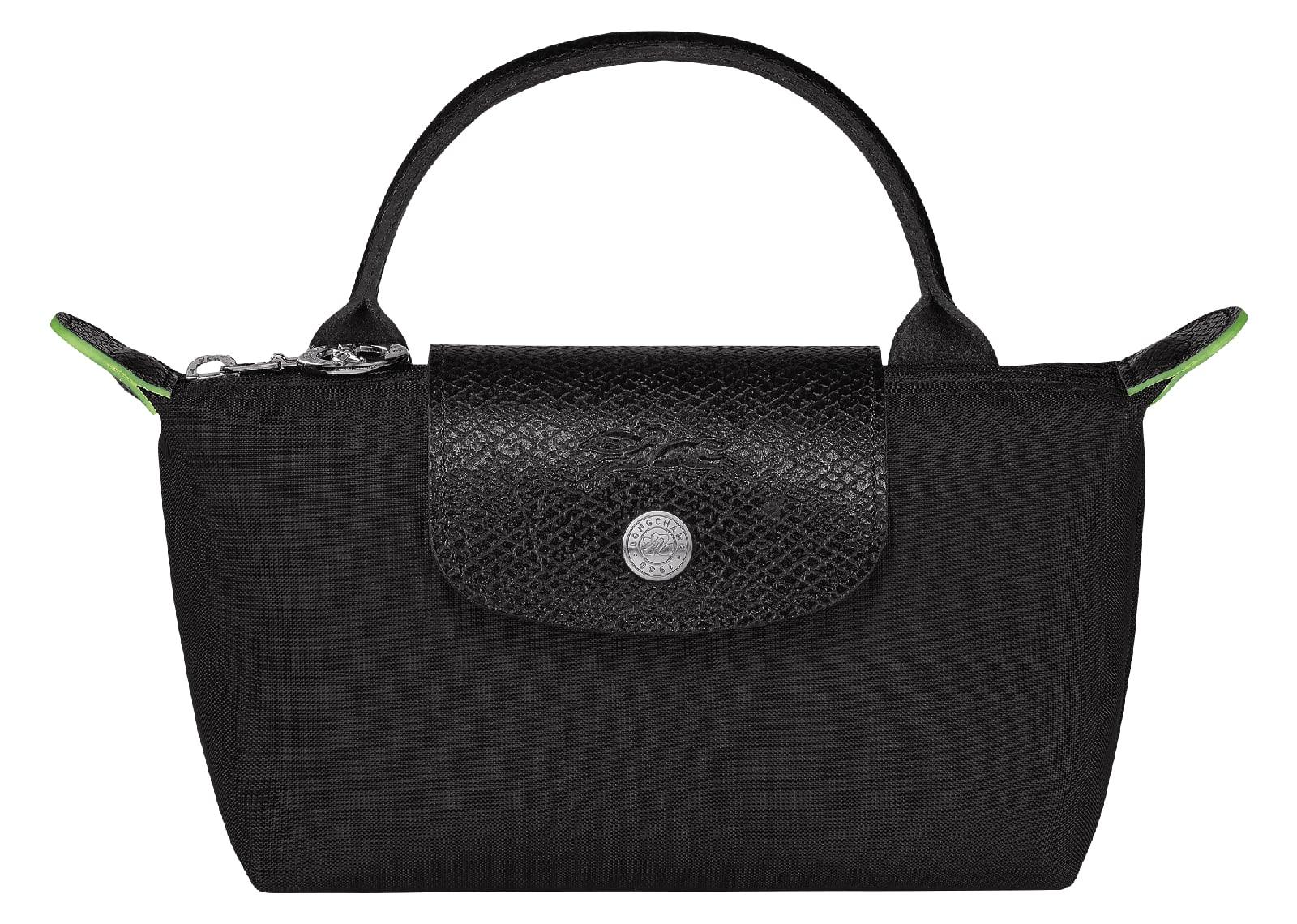 Longchamp Le Pliage Green Pouch With Handle Black - My Suti