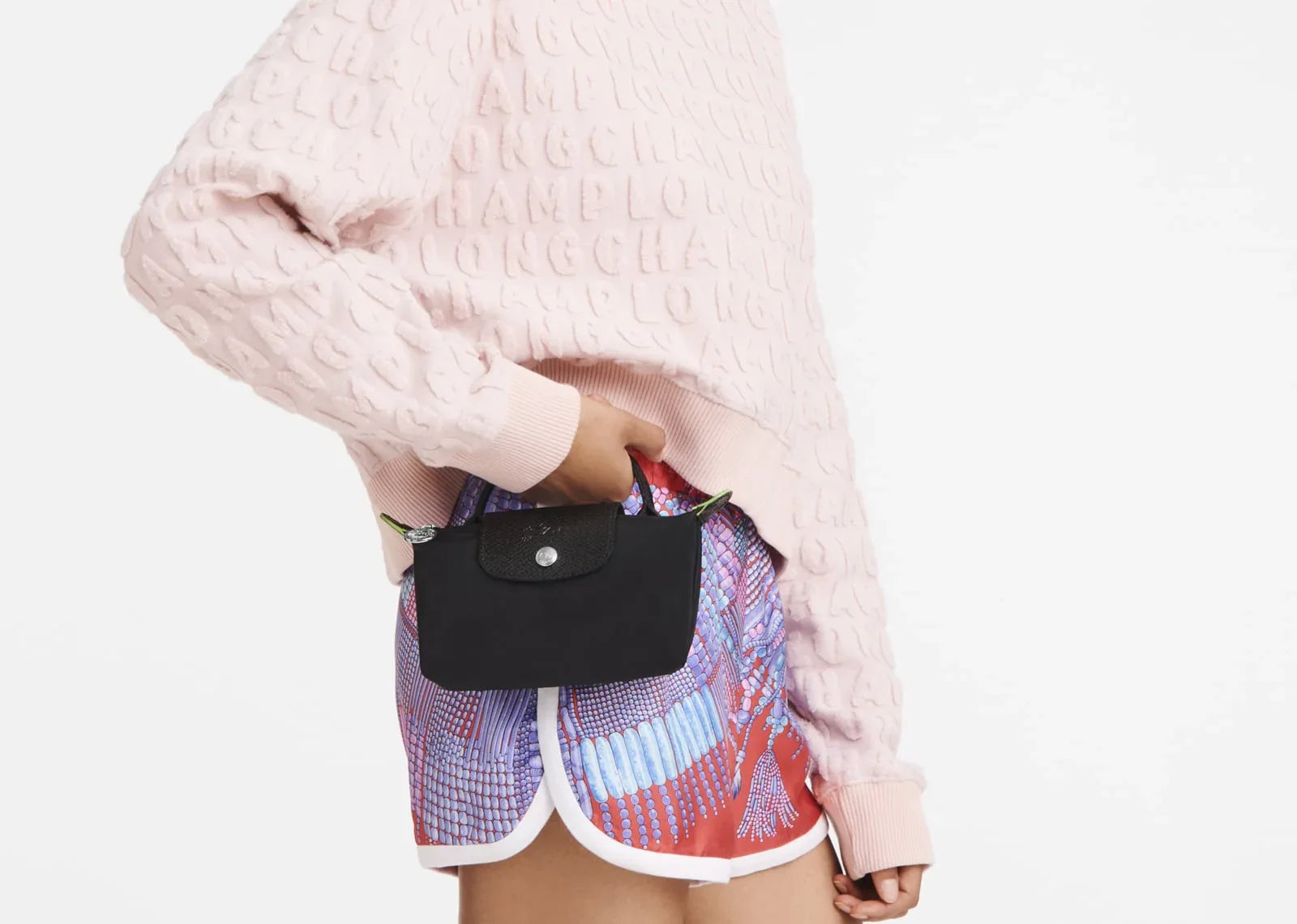 Longchamp Le Pliage Green Pouch With Handle Black - My Suti