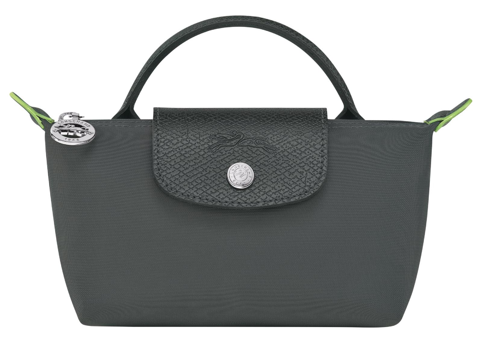 Longchamp Le Pliage Green Pouch With Handle Graphite - My Suti