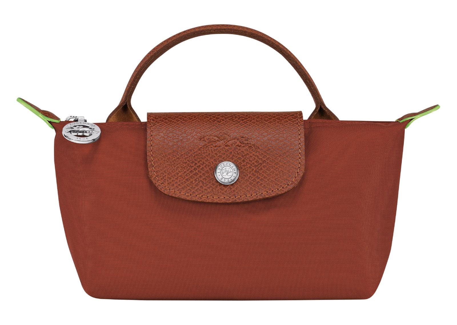 Longchamp Le Pliage Green Pouch With Handle Chestnut - My Suti