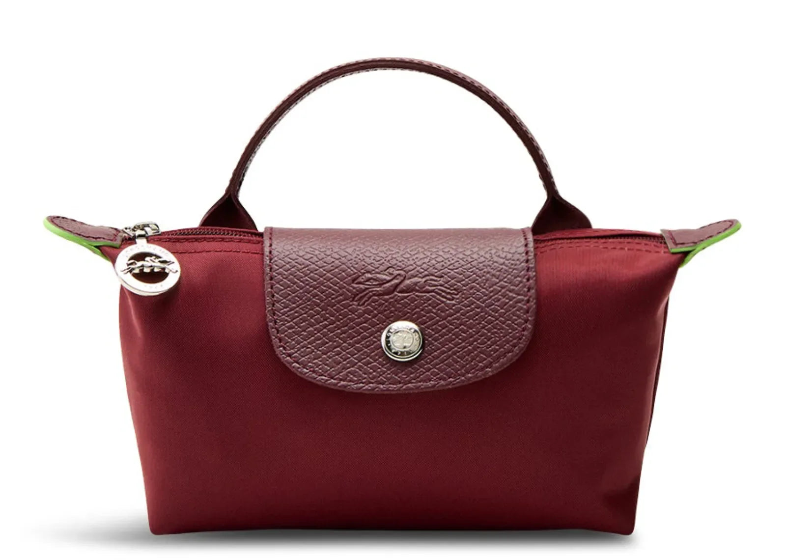 Longchamp Le Pliage Green Pouch With Handle Pomegranate - My Suti