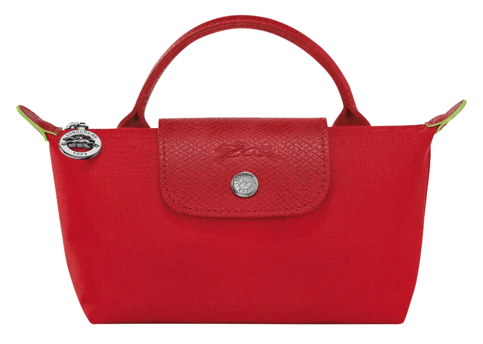 Longchamp Le Pliage Green Pouch With Handle Tomato - My Suti