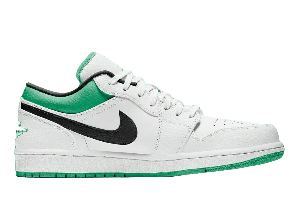 Nike Air Jordan 1 Low White Lucky Green Tumbled Leather (GS) - My Suti