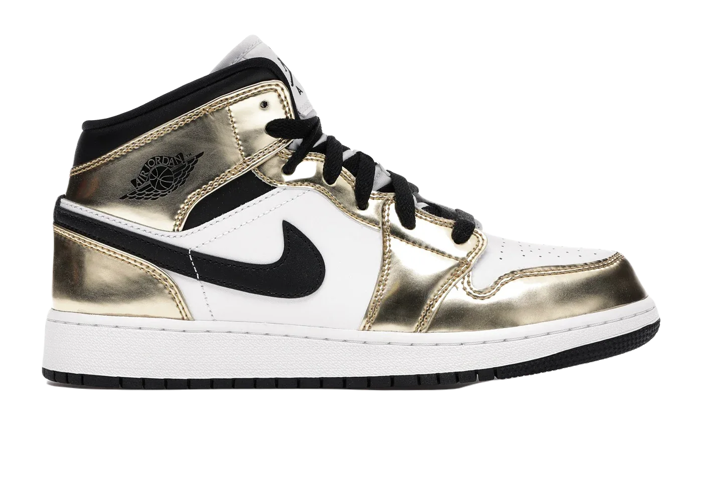 Nike Air Jordan 1 Mid Metallic Gold Black White (GS) - My Suti