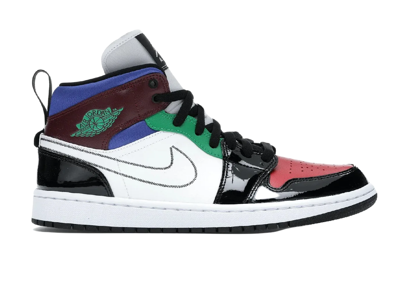 Nike Air Jordan 1 Mid SE Black White Multi-Color (W) - My Suti