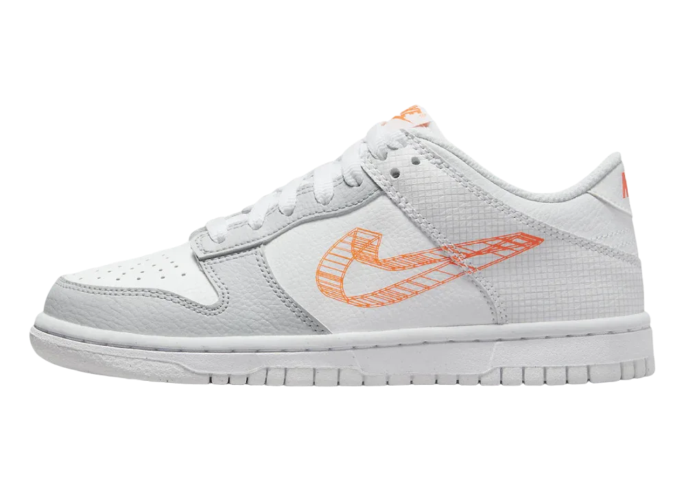 Nike Dunk Low SE 3D Swoosh Pure Platinum Total Orange (GS) - My Suti