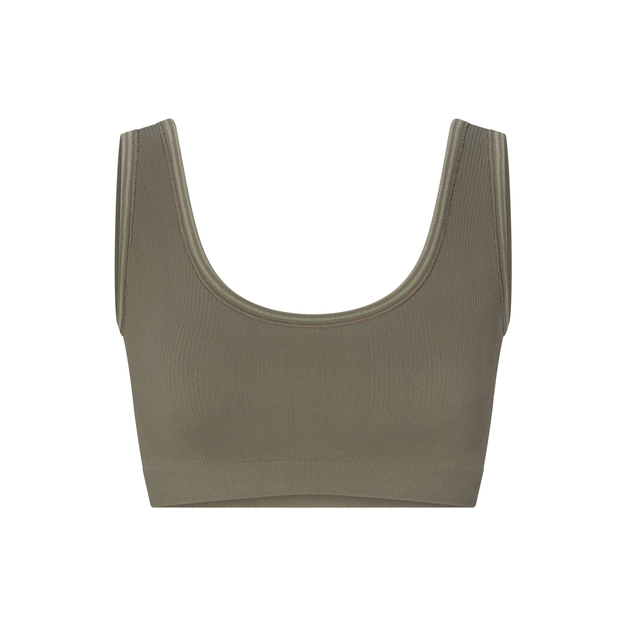 NikeSKIMS RIBBED SEAMLESS SCOOP BRA | DUSTY OAKMOSS - Görsel 1