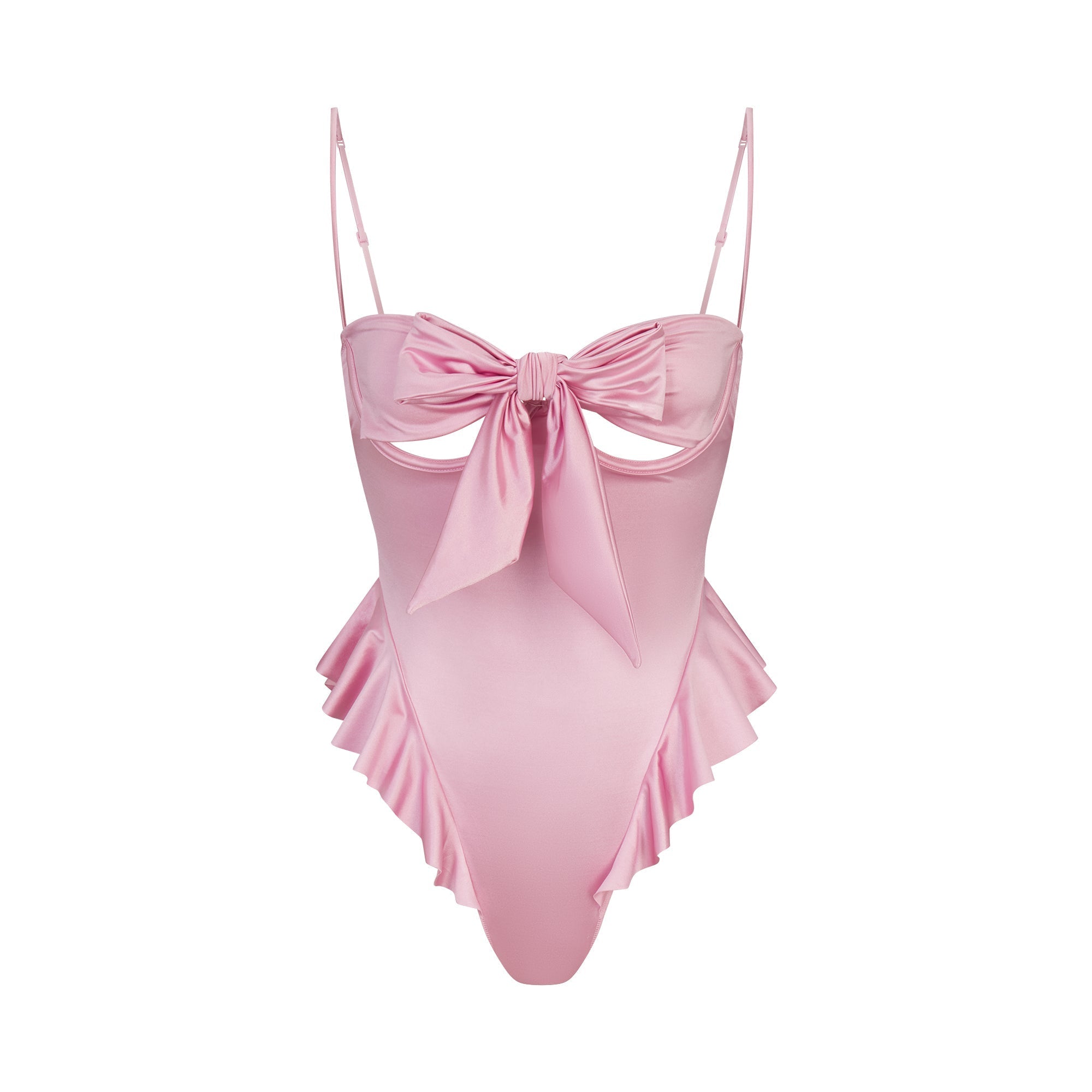 SKIMS STRETCH SATIN TIE FRONT TEDDY | HALITE - Görsel 1
