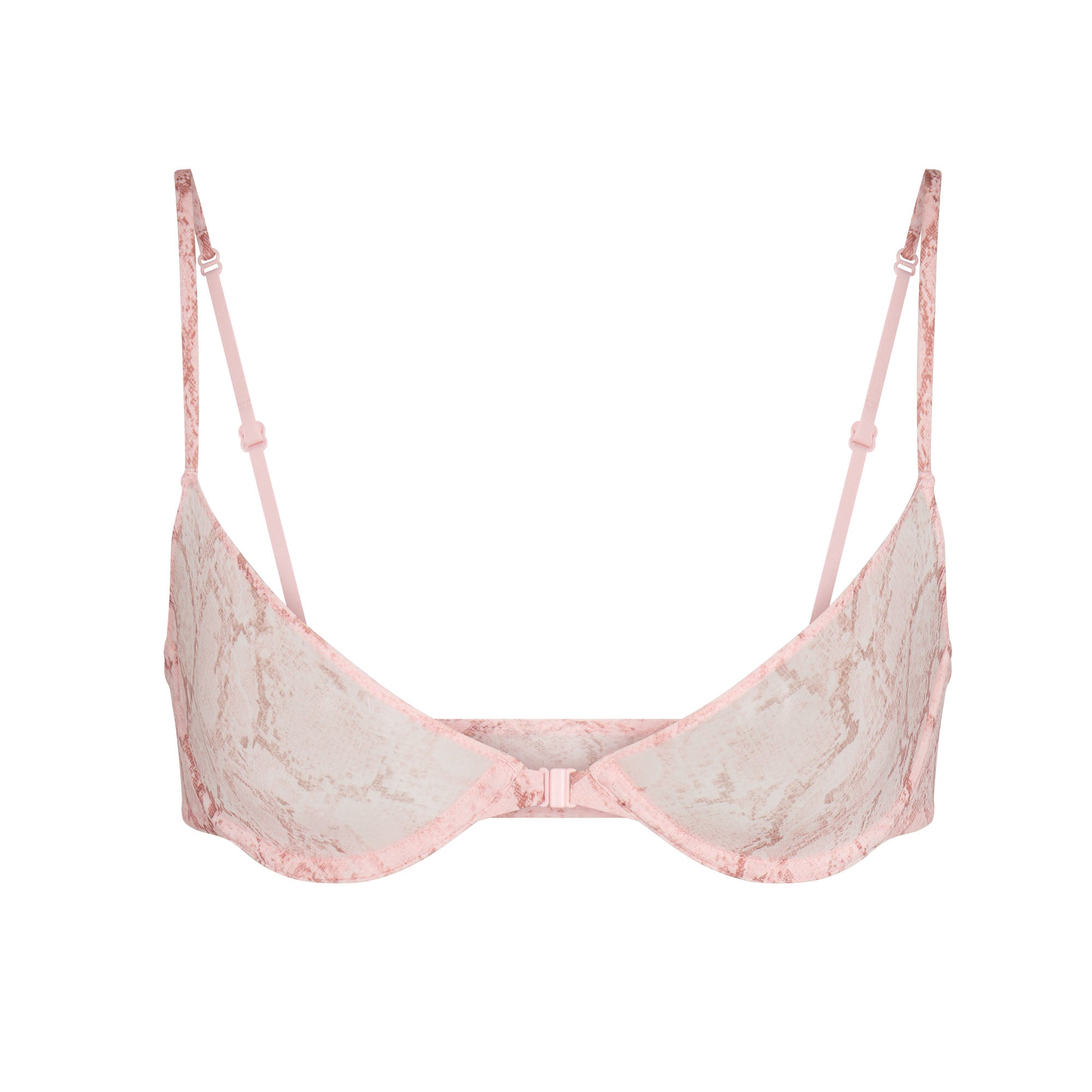 SKIMS MILKY SHEER FRONT CLOSE BRA | ROSE PASTEL SNAKE PRINT - Görsel 1