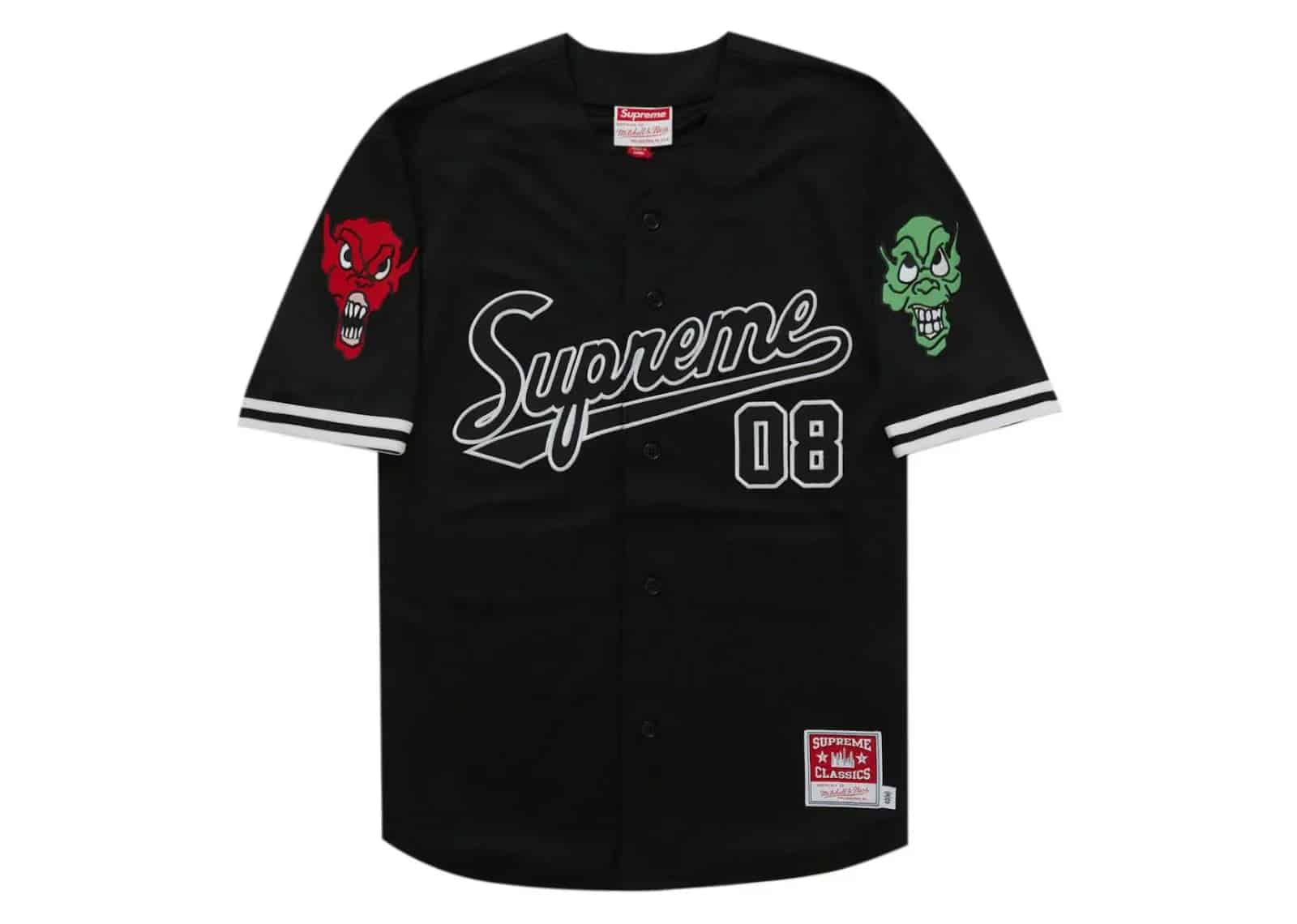 Supreme Mitchell & Ness Downtown Hell Baseball Jersey Black - My Suti