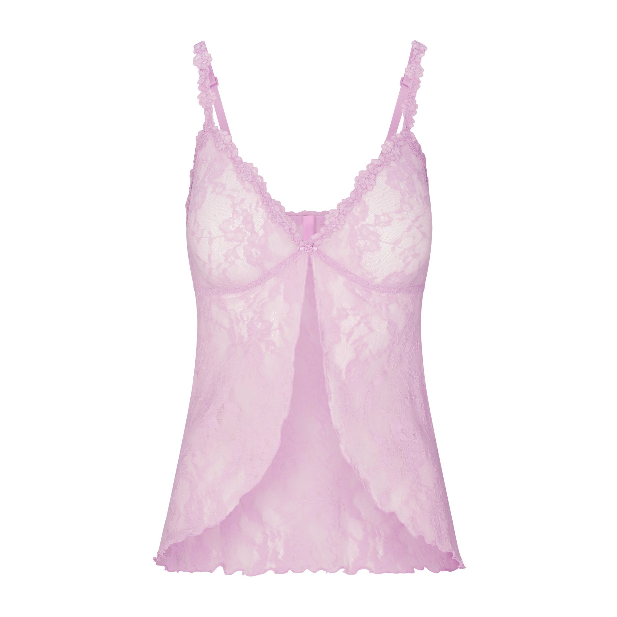 SKIMS STRETCH LACE BABYDOLL TOP | BABY PINK - Görsel 1