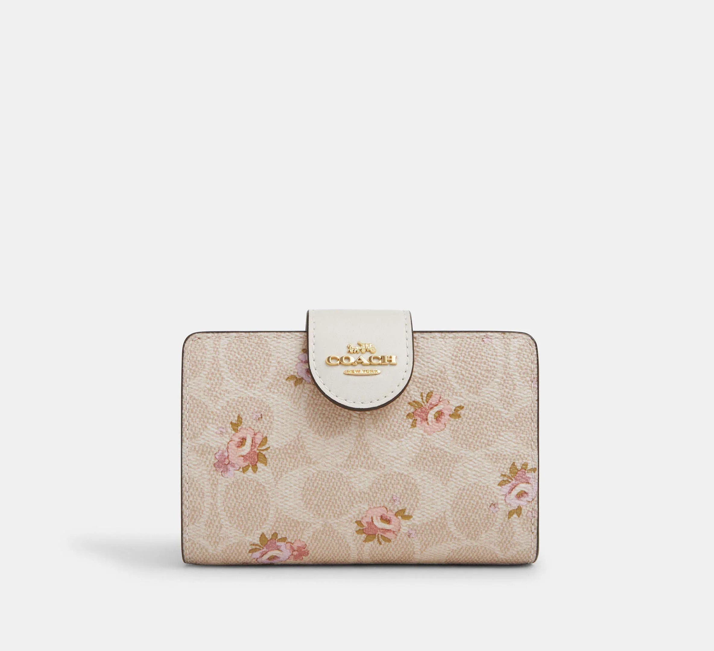 Coach Medium Corner Zip Wallet In Signature - Gold/Sand Multi - My Suti