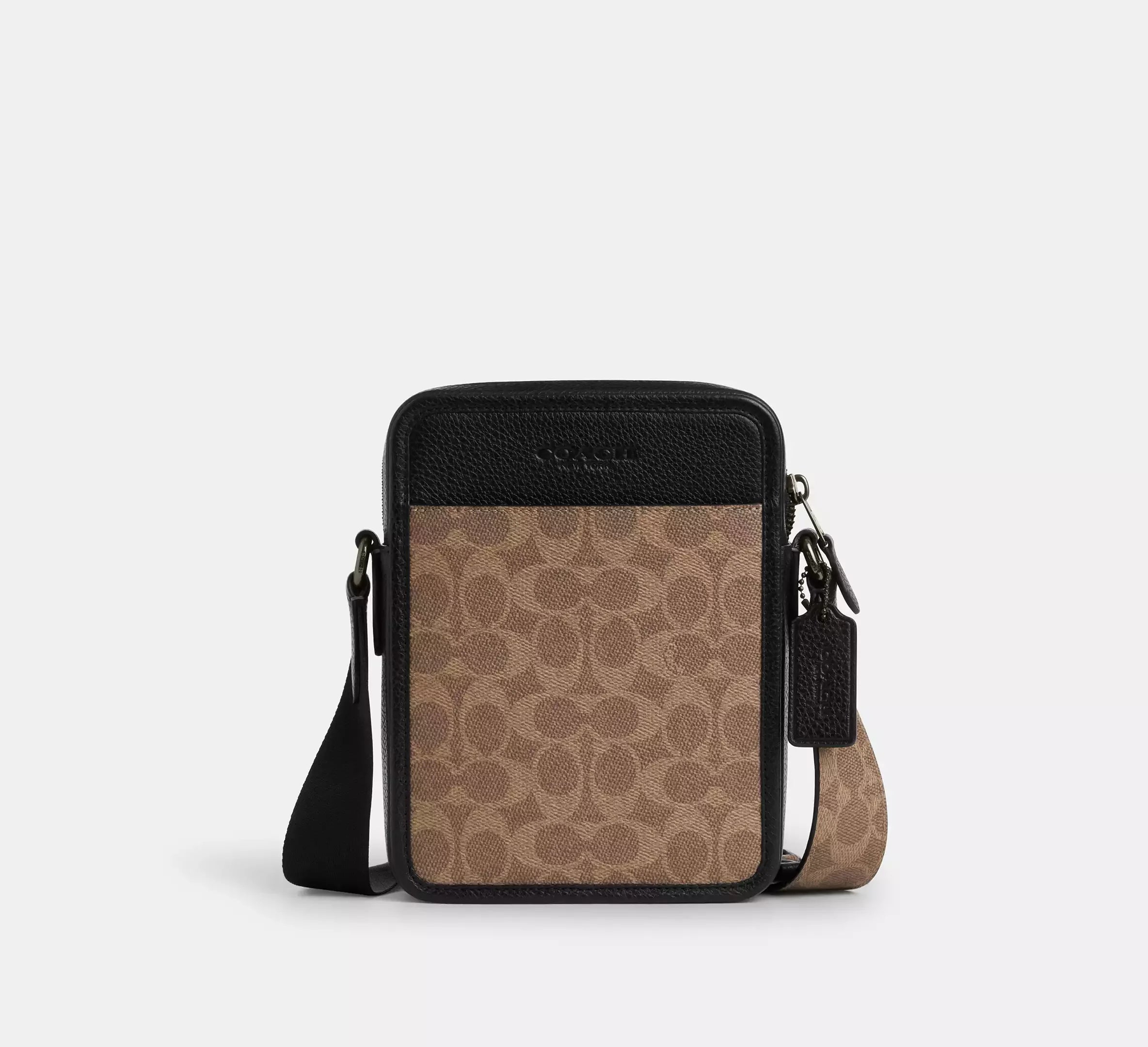 Coach Sullivan Crossbody Bag In Signature - Gunmetal/Tan/Black - My Suti