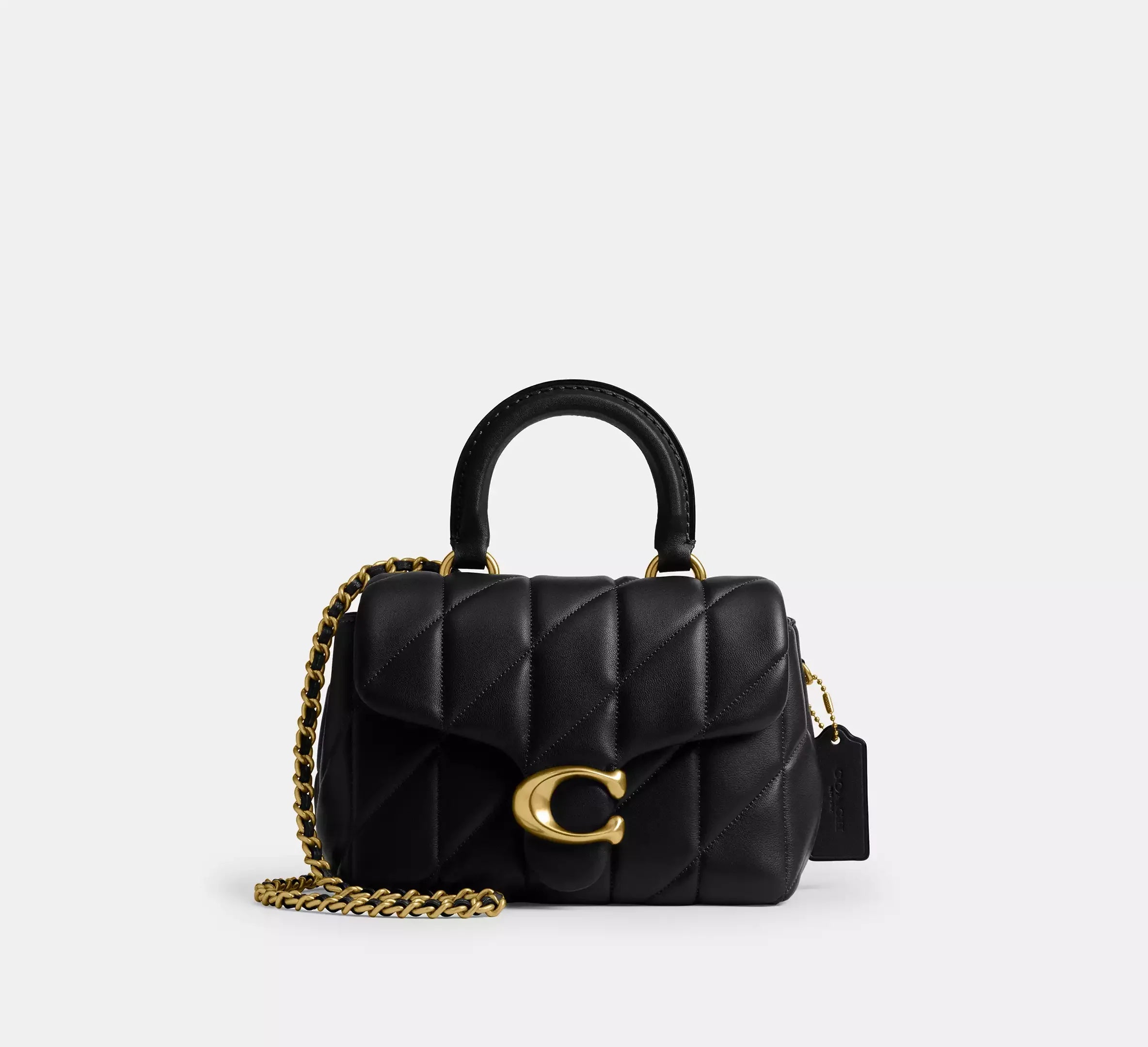Coach Tabby Top Handle Bag With Quilting - Brass/Black - My Suti