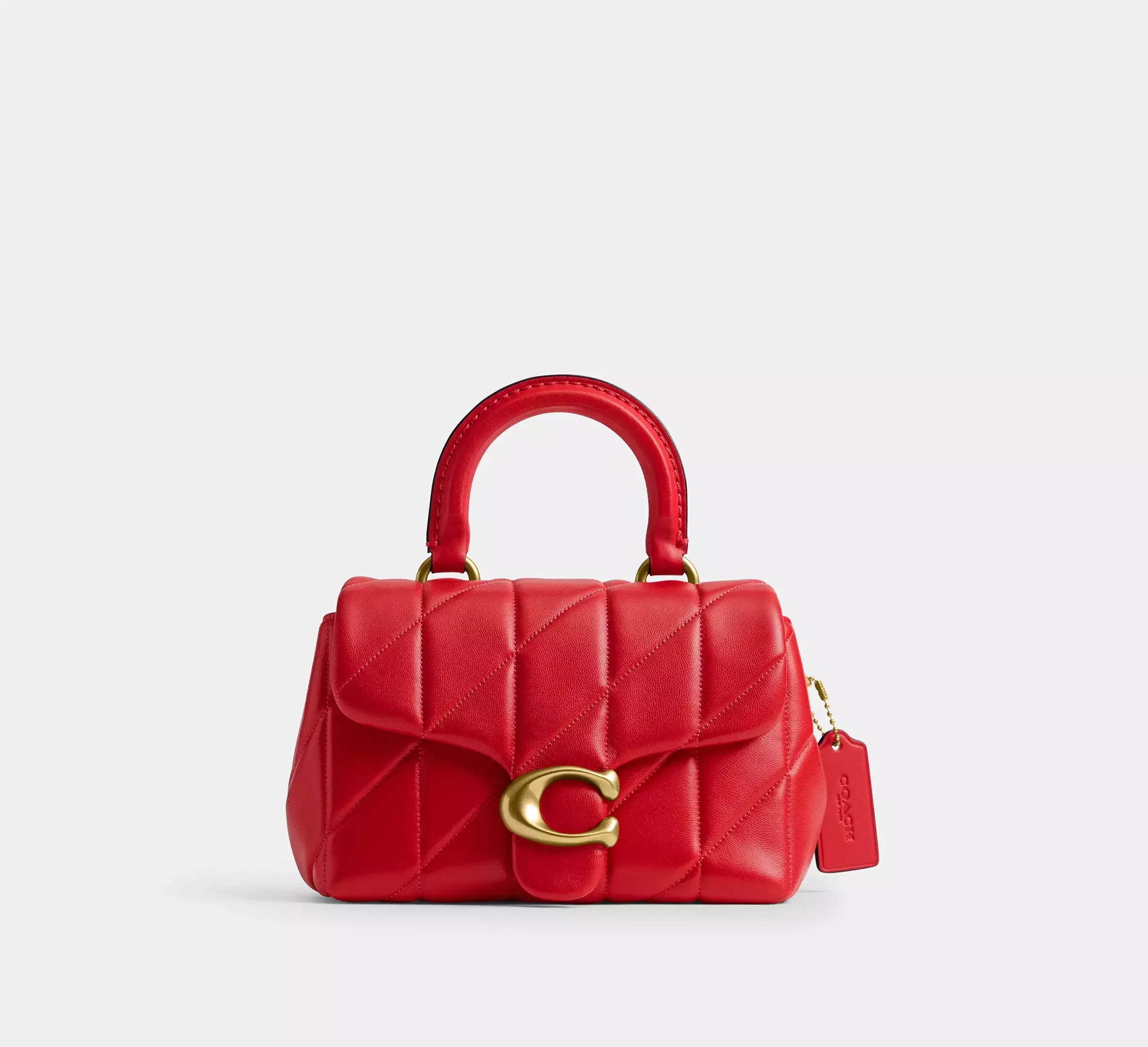 Coach Tabby Top Handle Bag With Quilting - Brass/Candy Apple - My Suti