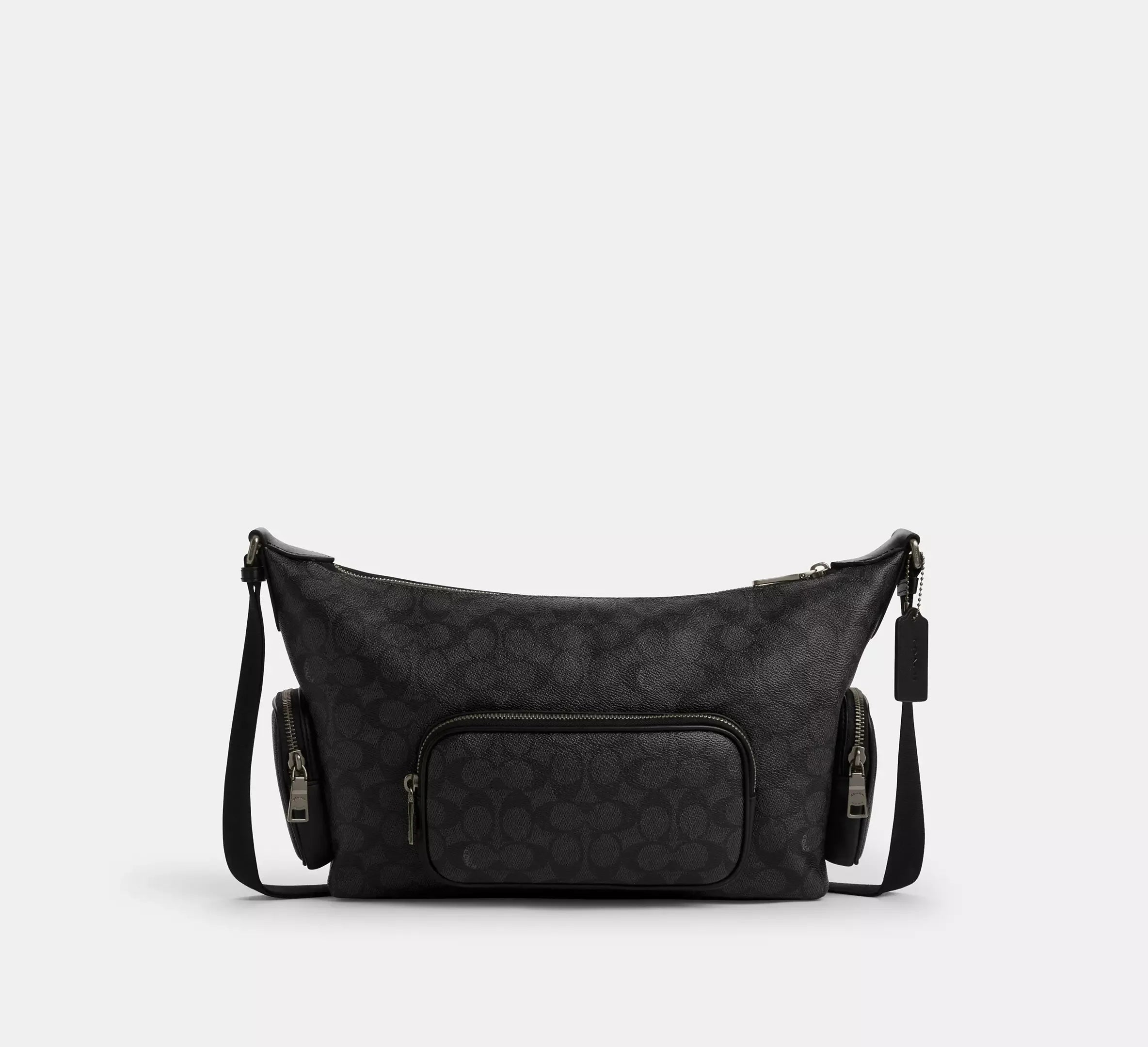 Coach Finn Crossbody Bag With Pockets In Signature - Gunmetal/Charcoal/Black - My Suti