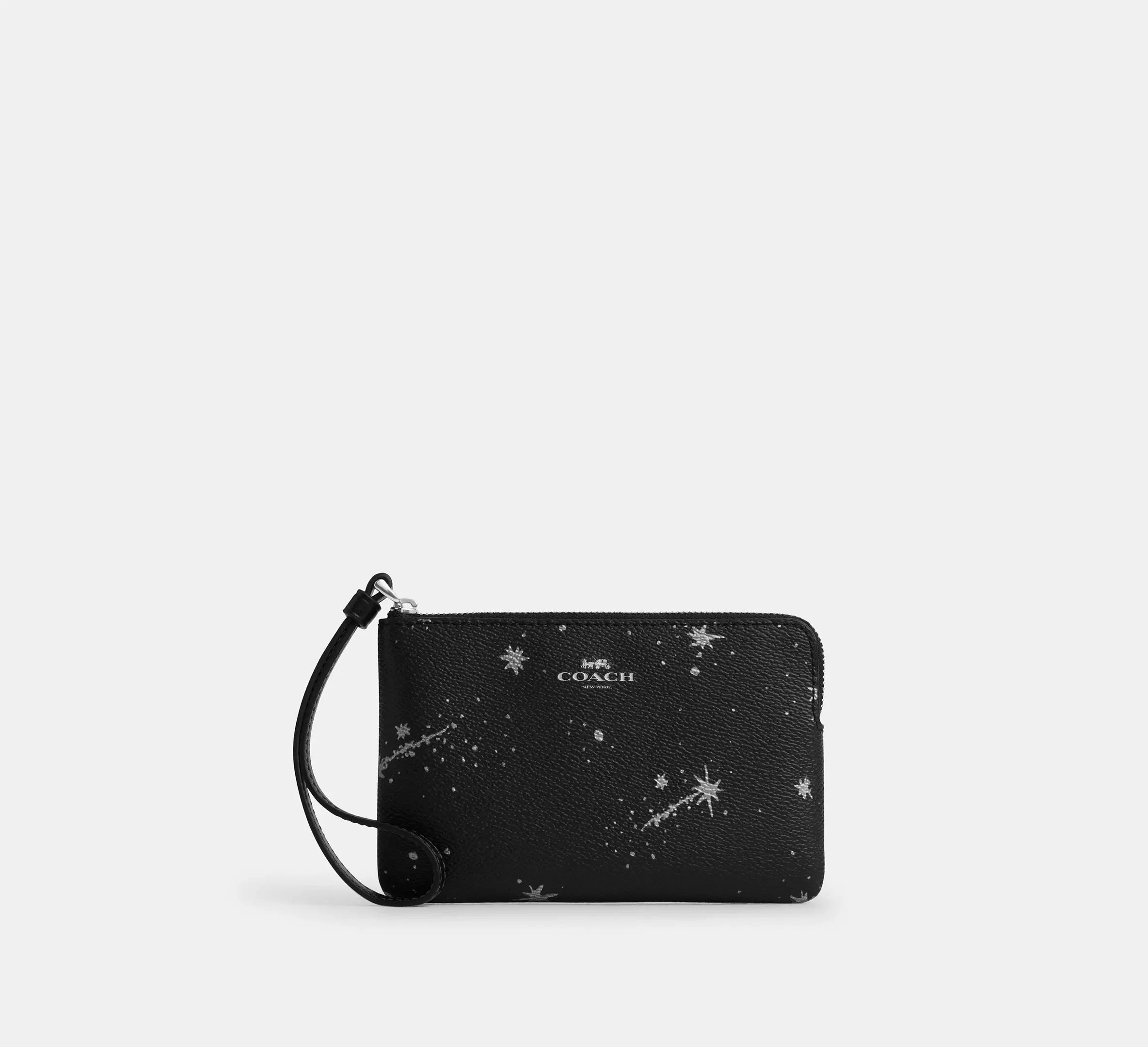 Coach Corner Zip Wristlet With Star Print - Silver - My Suti