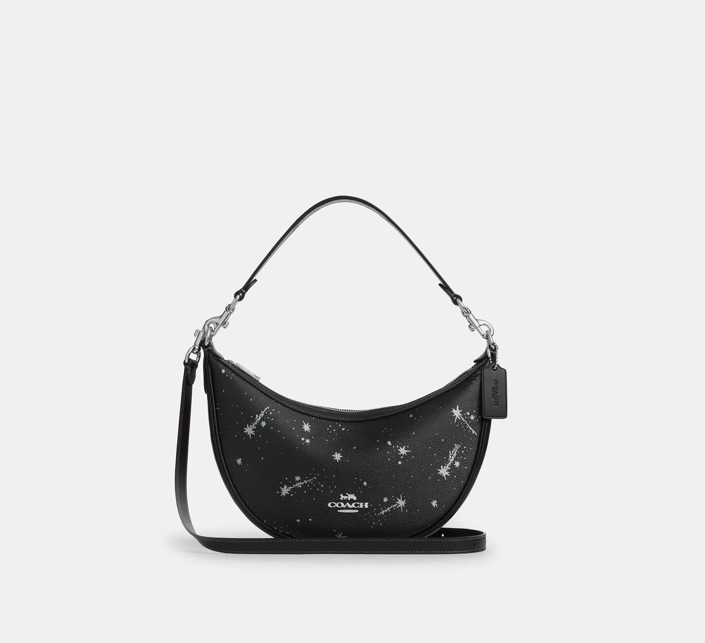 Coach Aria Shoulder Bag With Star Print - Silver/Black Multi - My Suti