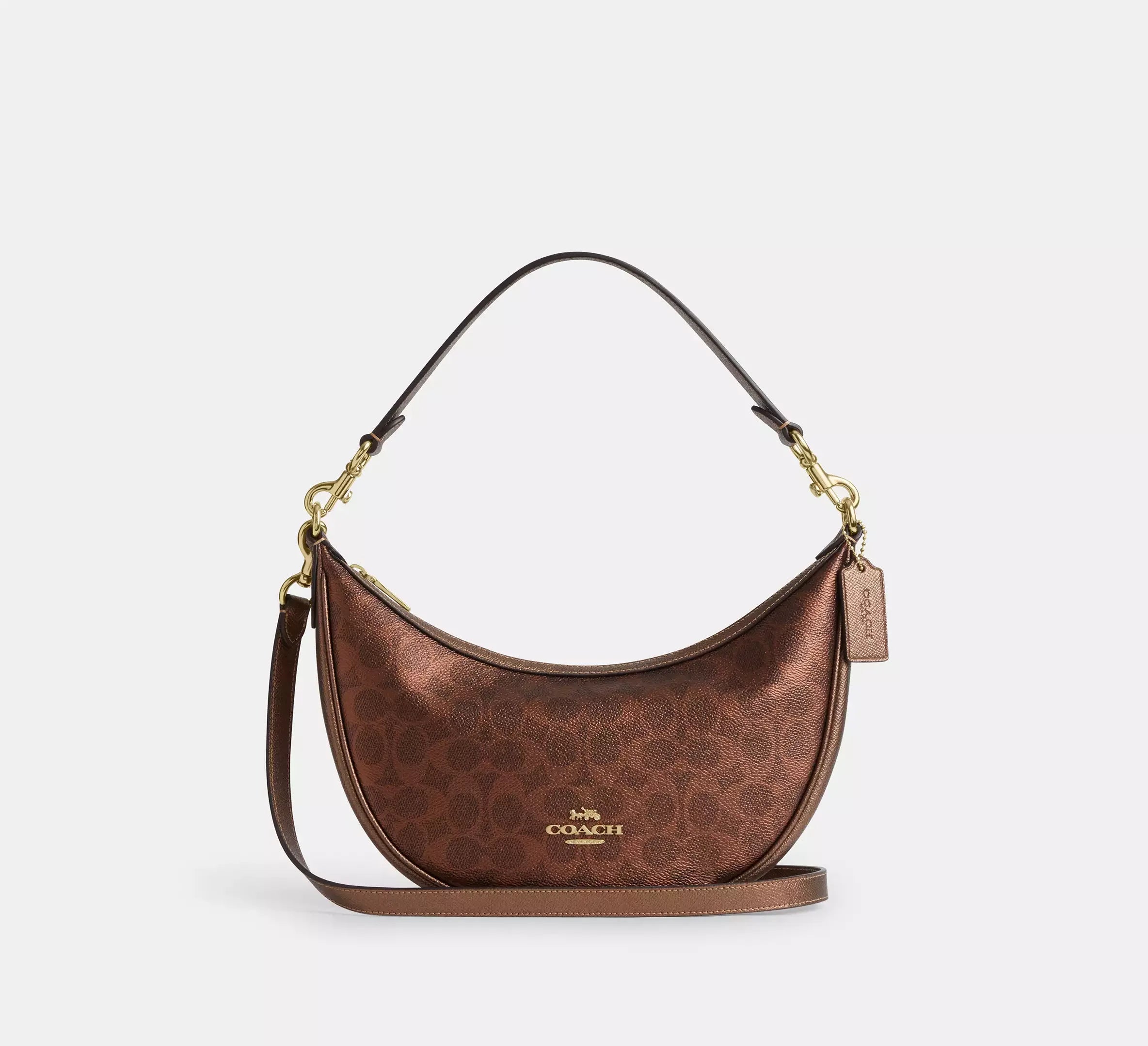 Coach Aria Shoulder Bag In Signature - Gold/Brown/Copper - My Suti