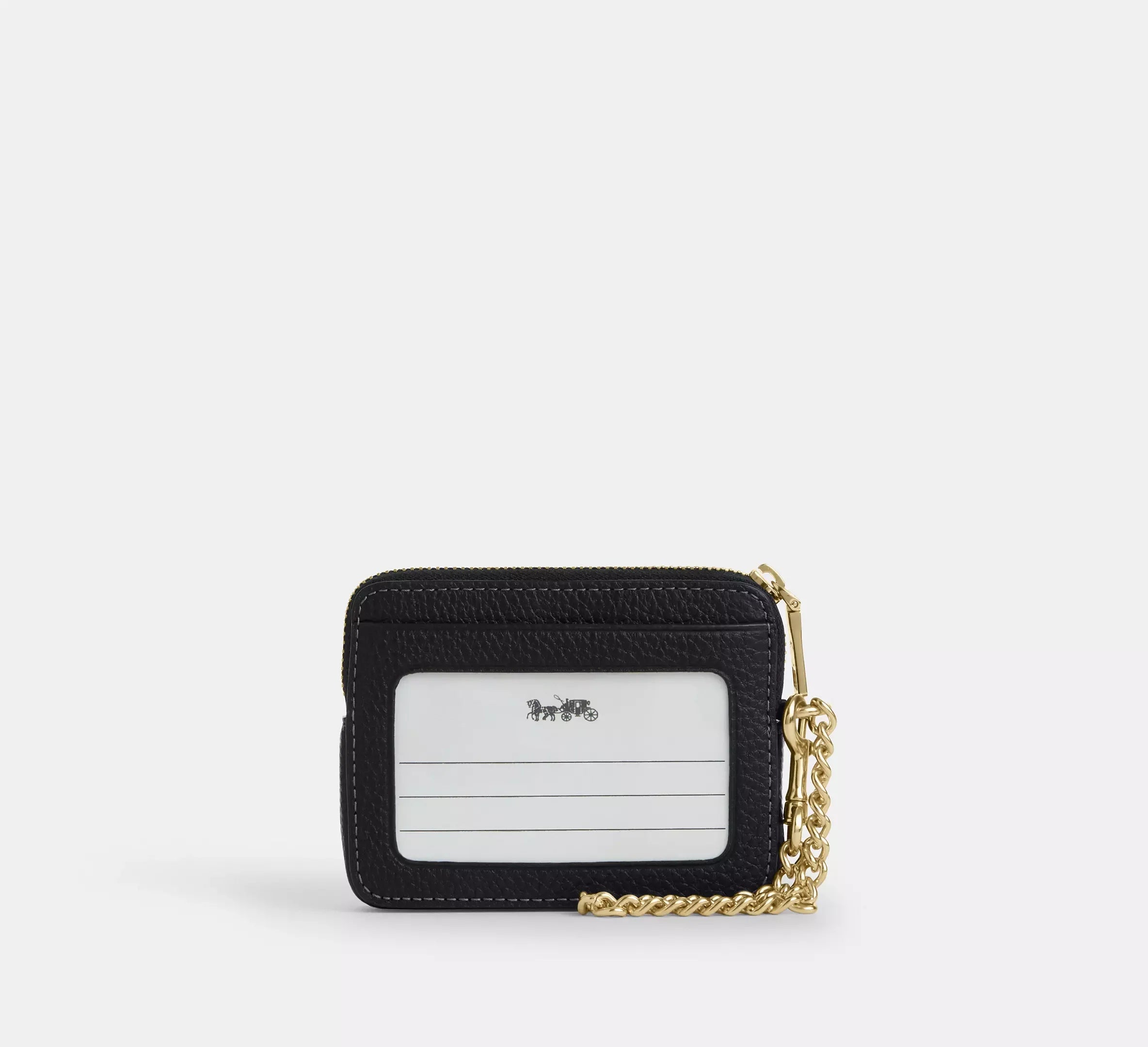 Coach Zip Card Case In Signature Leather - Gold/Black - My Suti