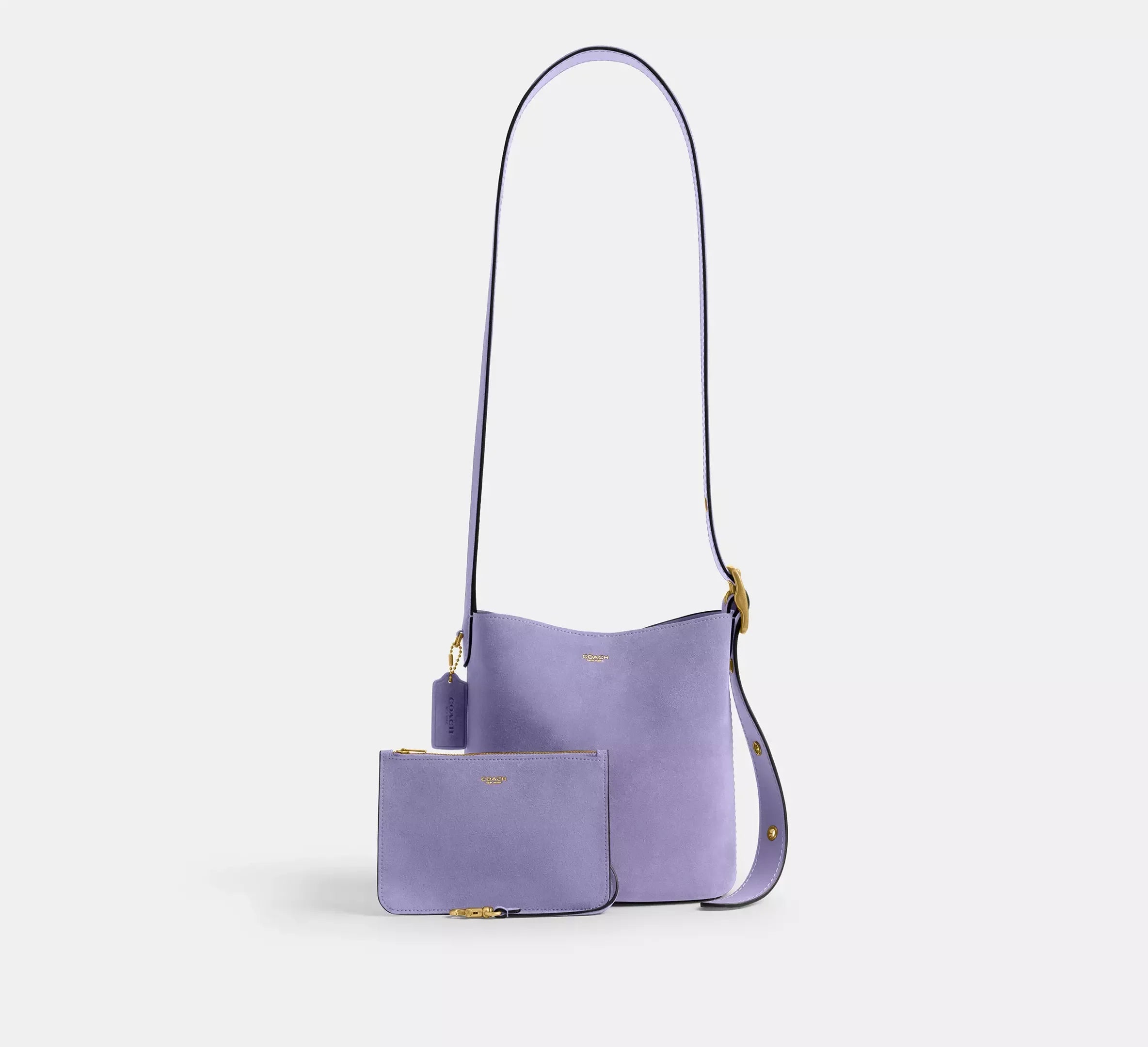 Coach Bleecker Bucket Bag 21 - Suede/Brass/Violet Mist - My Suti