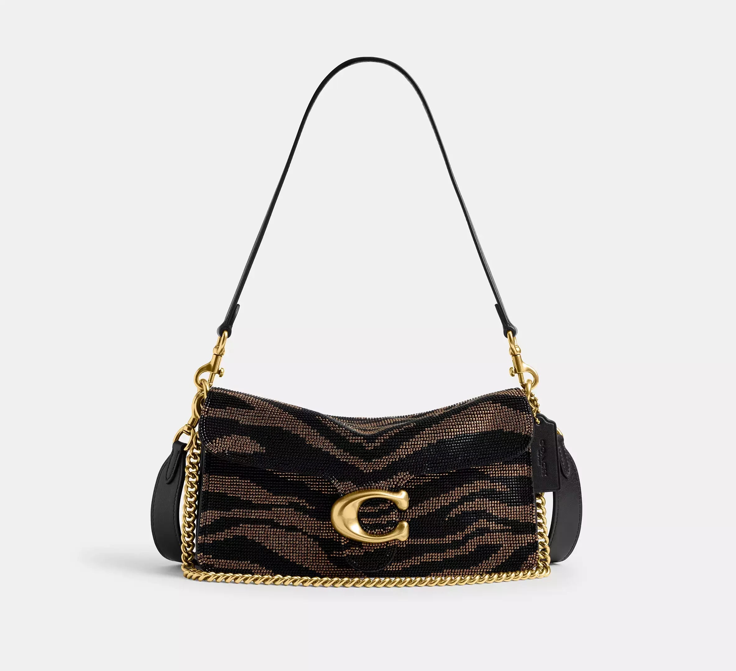 Coach Tabby Shoulder Bag 26 With Beaded Tiger - Brass/Black - My Suti