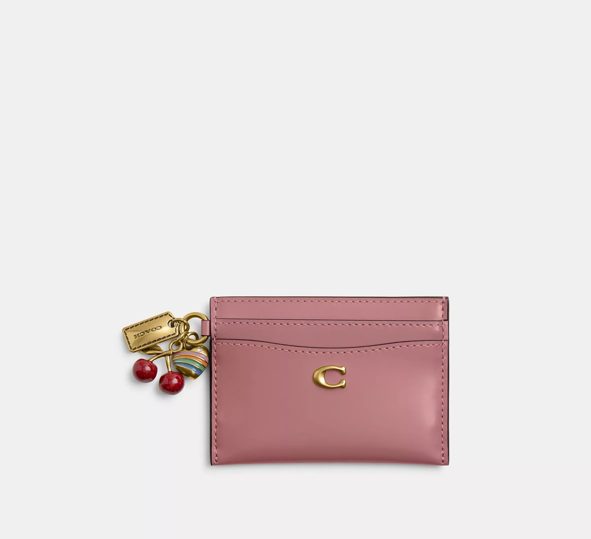 Coach Essential Card Case With Charms - Brass/Peony - My Suti