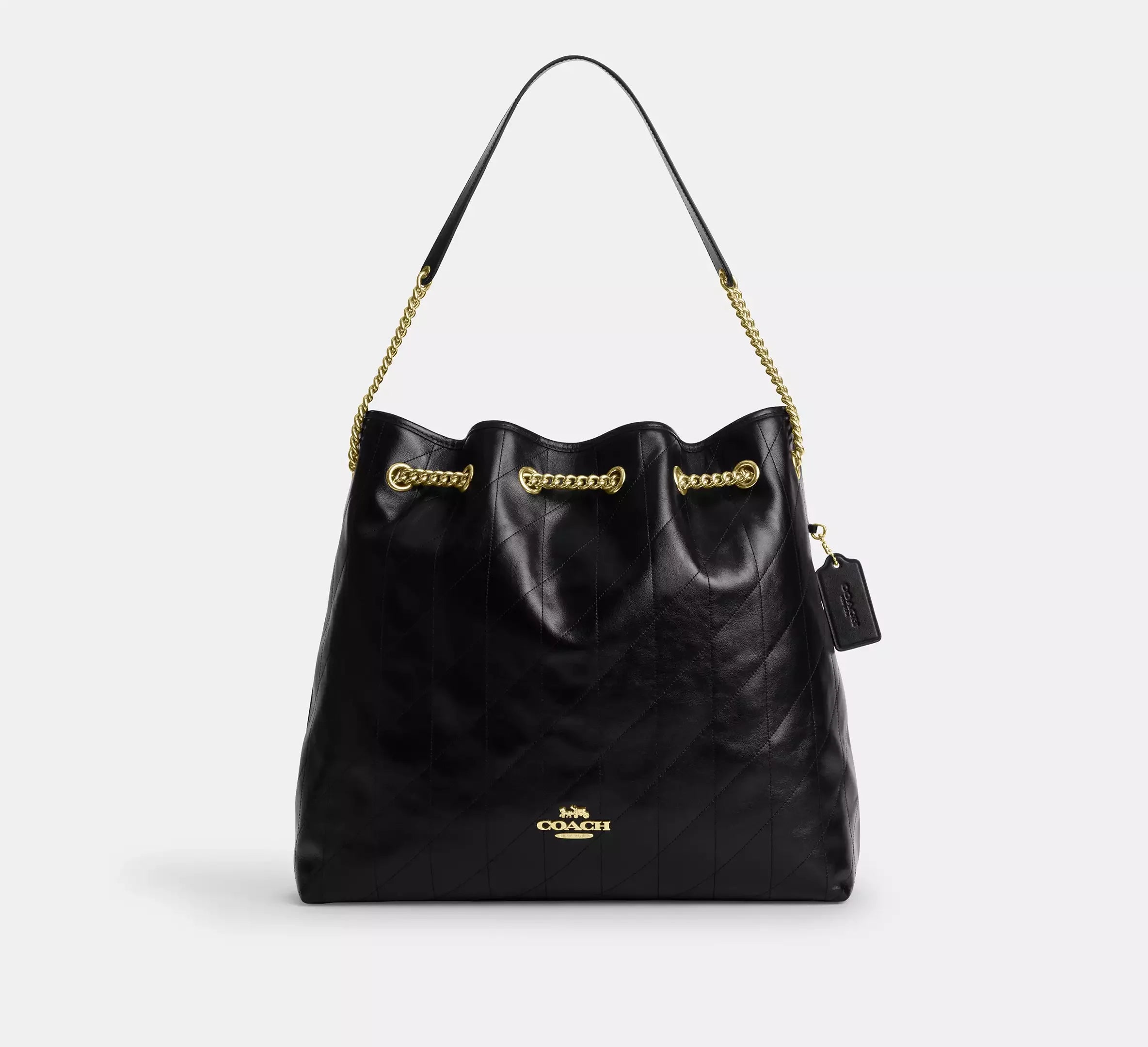 Coach Evelyn Large Shoulder Bag With Quilting - Gold/Black - My Suti