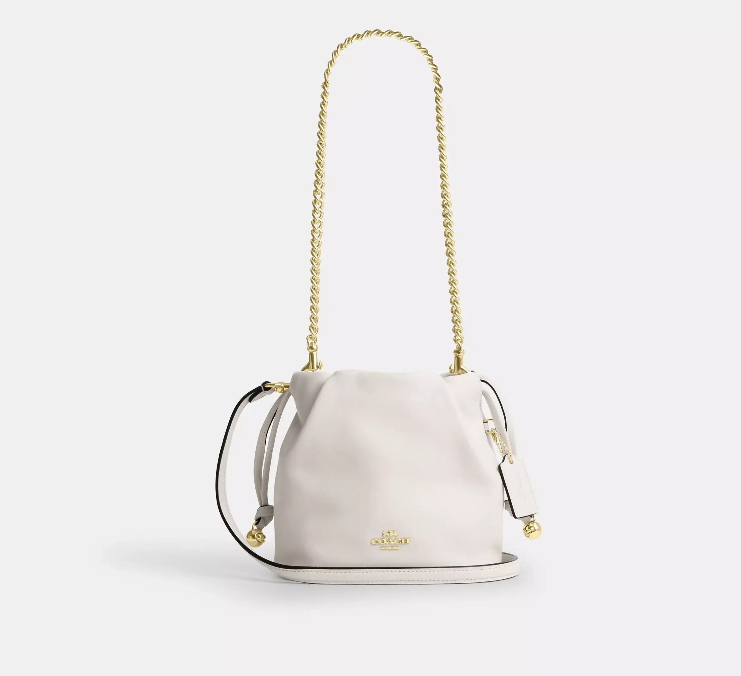 Coach Faye Mini Drawstring Bag With Ruching - Gold/Chalk - My Suti