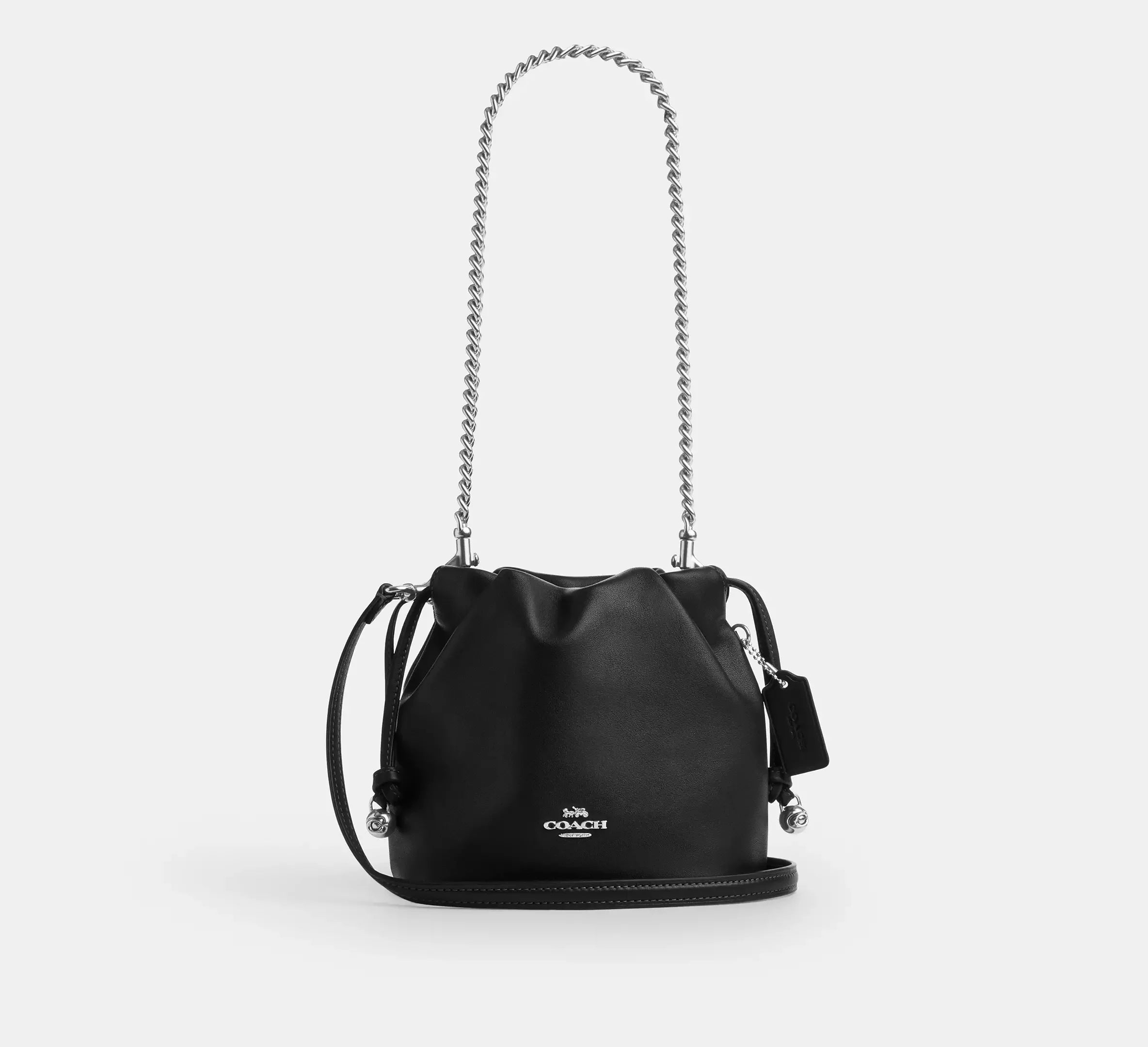 Coach Faye Mini Drawstring Bag With Ruching - Silver - My Suti