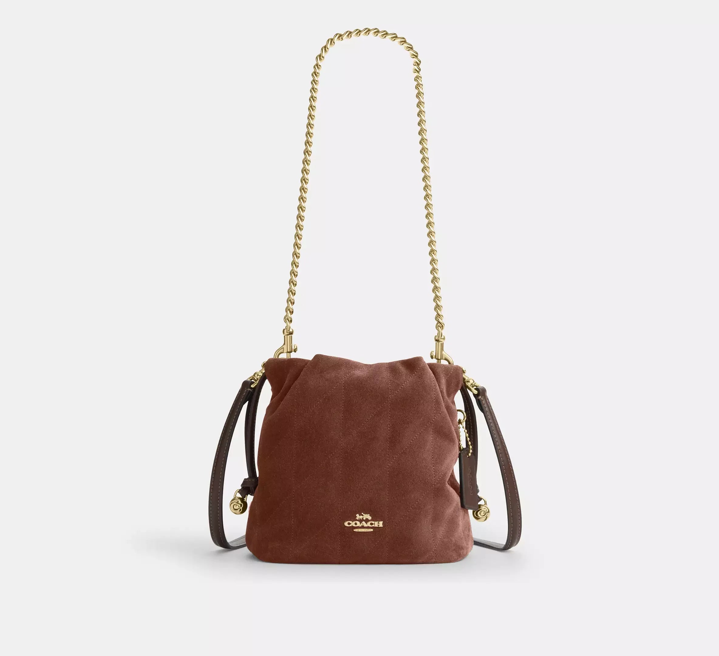 Coach Faye Mini Drawstring Bag With Quilting - Gold - My Suti