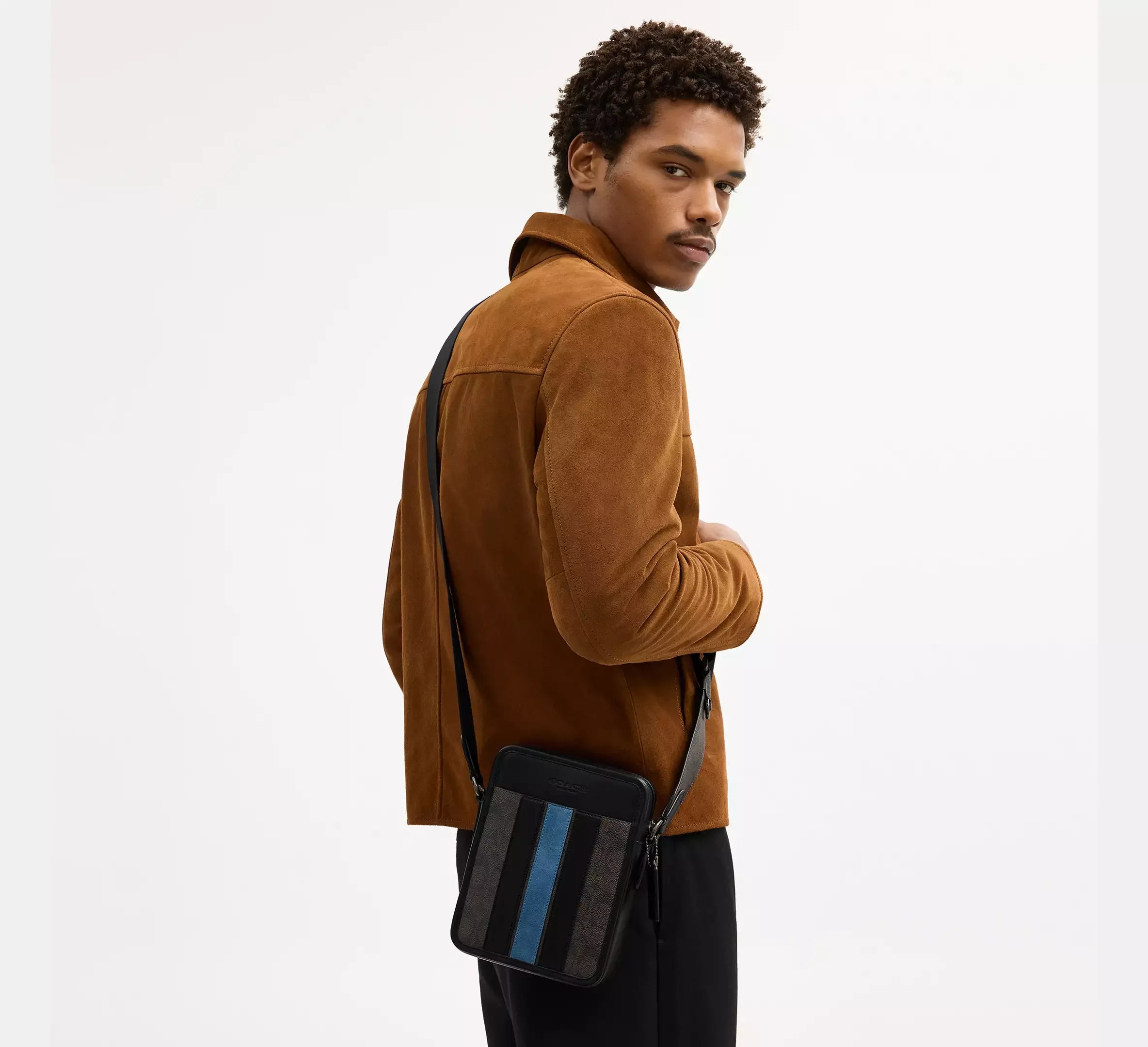 Coach Sullivan Crossbody Bag In Signature Canvas With Varsity Stripe - Gunmetal - My Suti