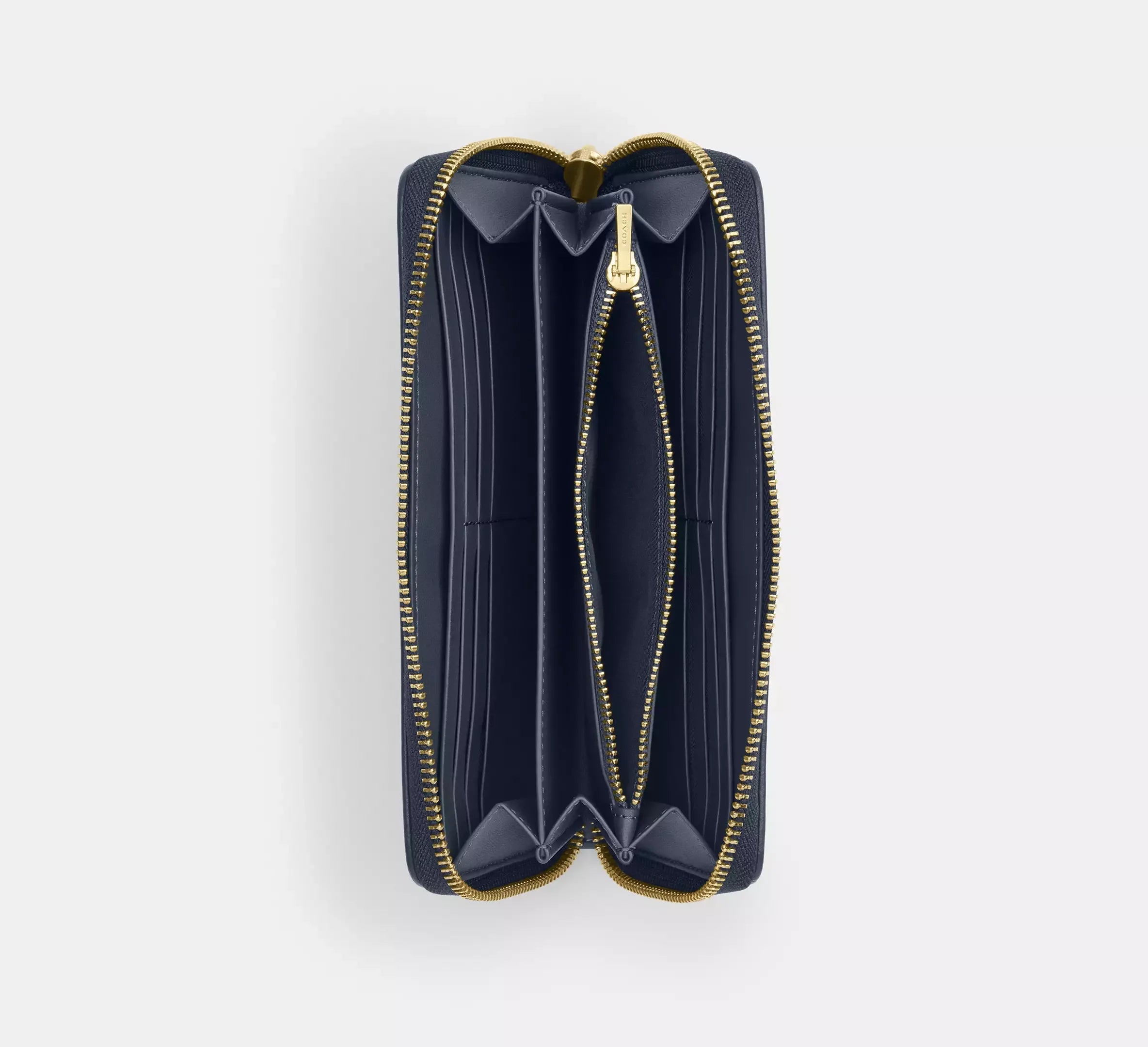 Coach Long Zip Around Wallet In Signature Denim - Gold/Indigo - My Suti
