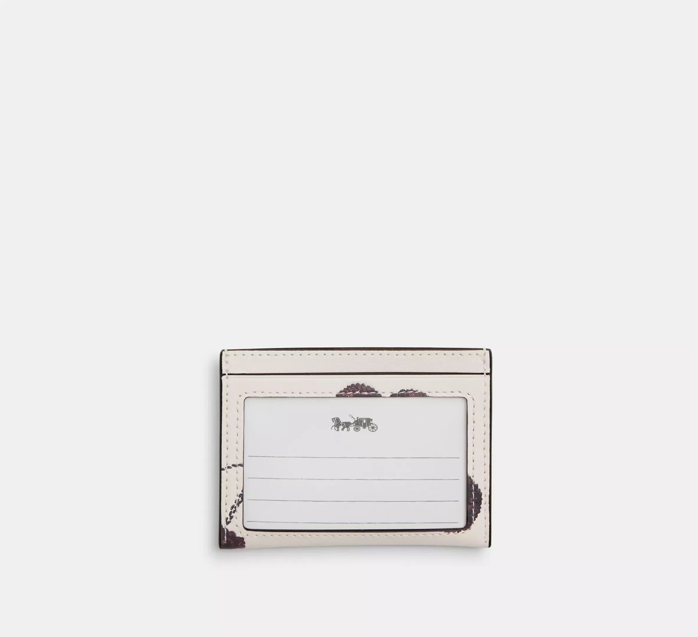 Coach Slim Id Card Case With Cherry Print - Silver/Chalk Multi - My Suti