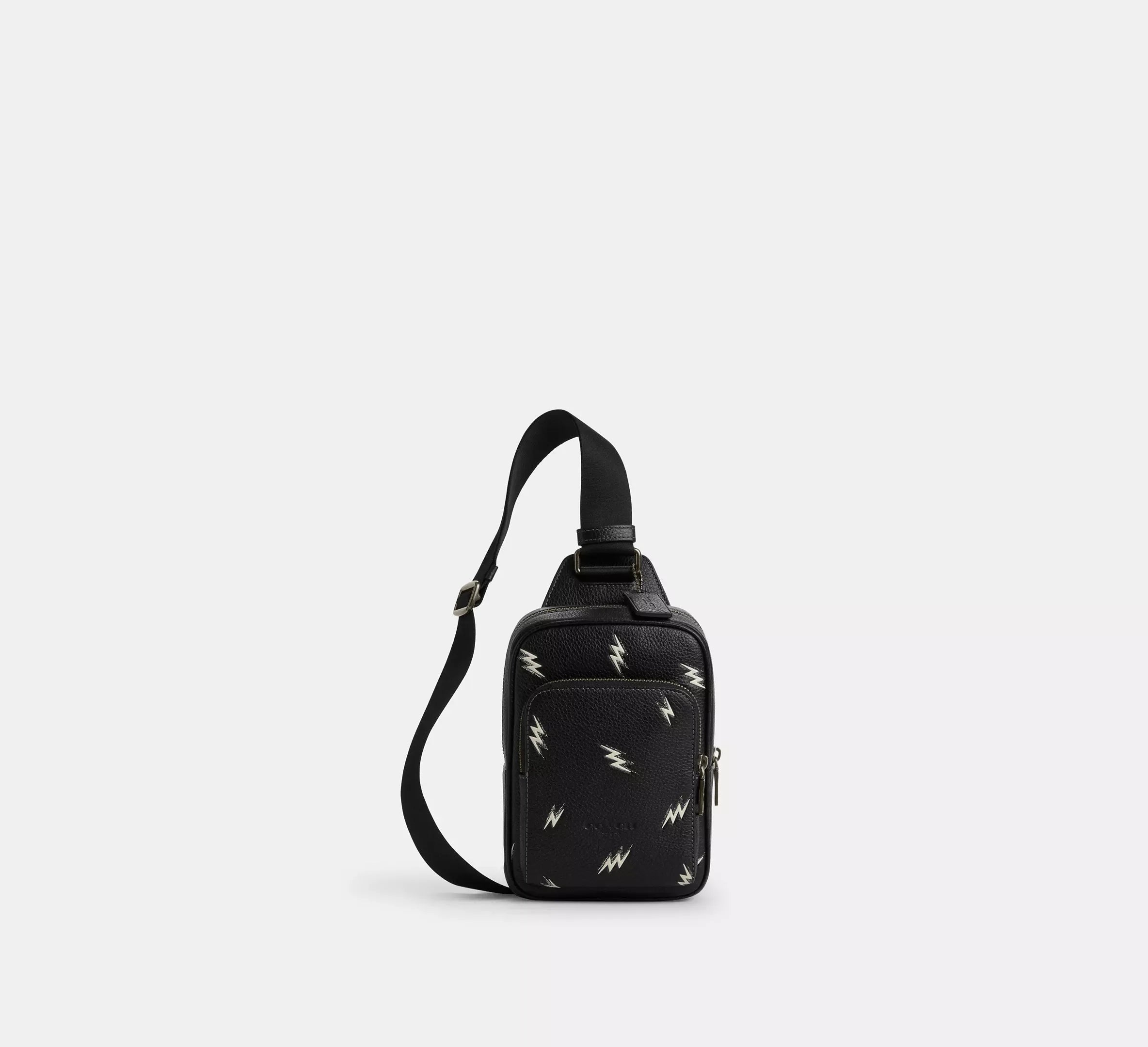 Coach Racer Sling Pack With Lightning Bolt Print - Gunmetal/Black Multi - My Suti