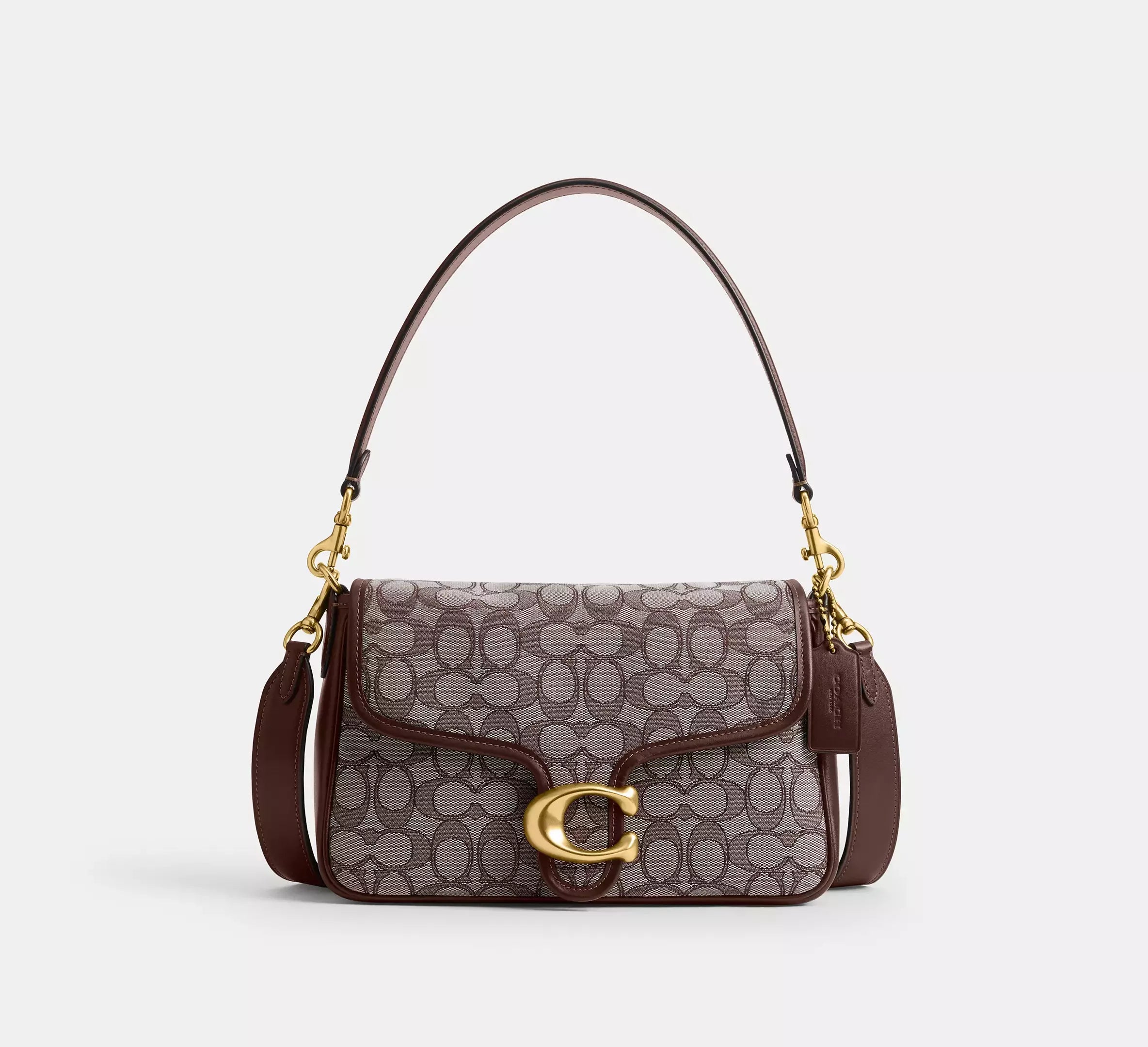 Coach Soft Tabby Shoulder Bag In Signature Jacquard - Brass/Oak Maple - My Suti