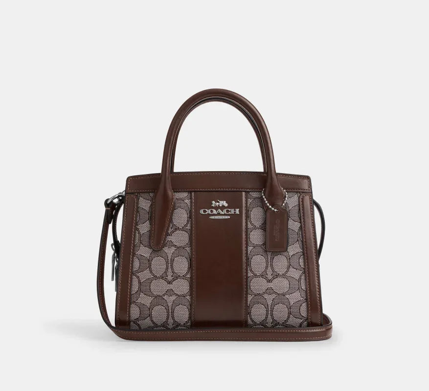 Coach Andrea Carryall Bag In Signature Jacquard Silver/Oak/Maple - My Suti
