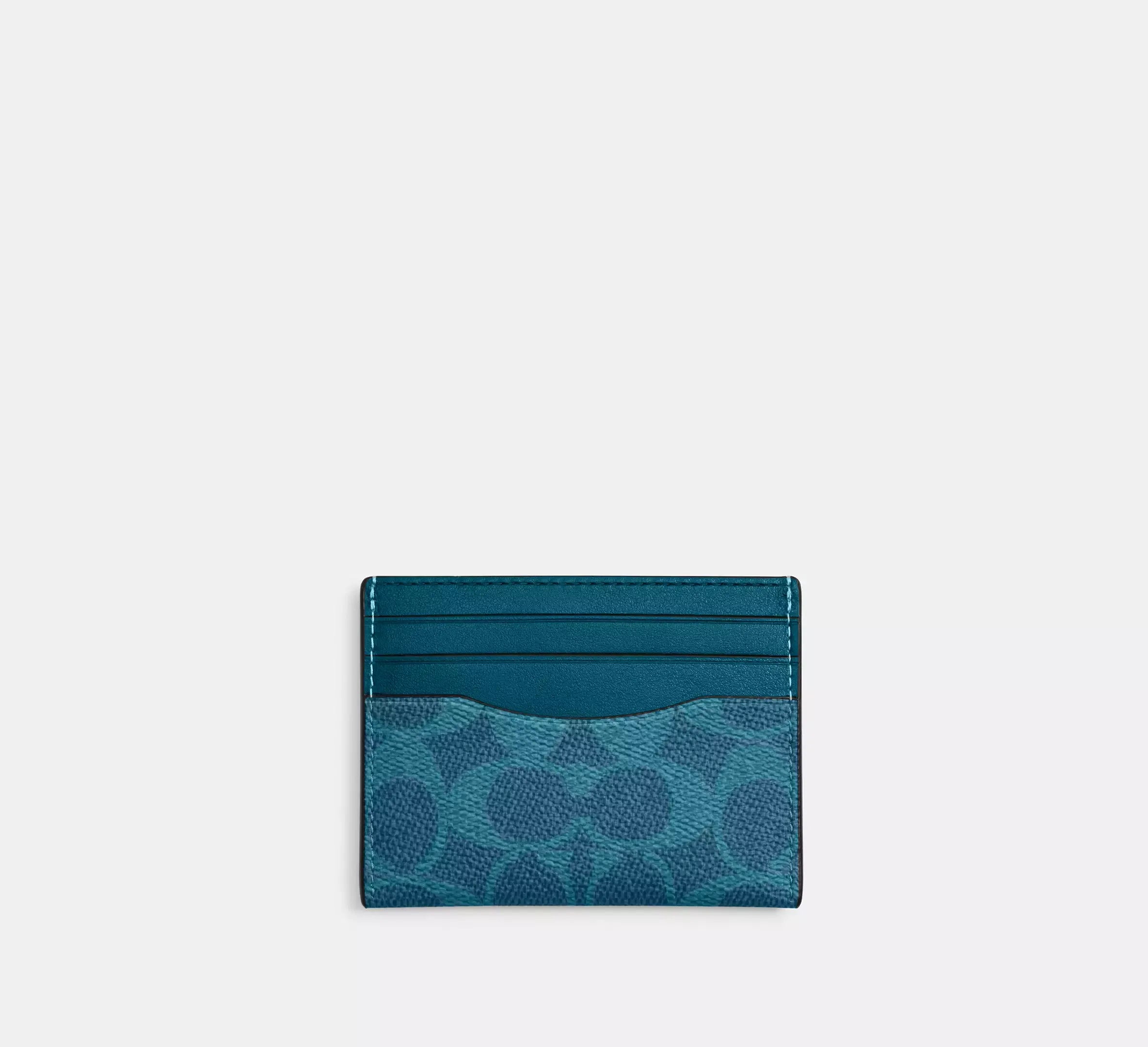 Coach Slim Id Card Case In Signature - Aquamarine Teal - My Suti